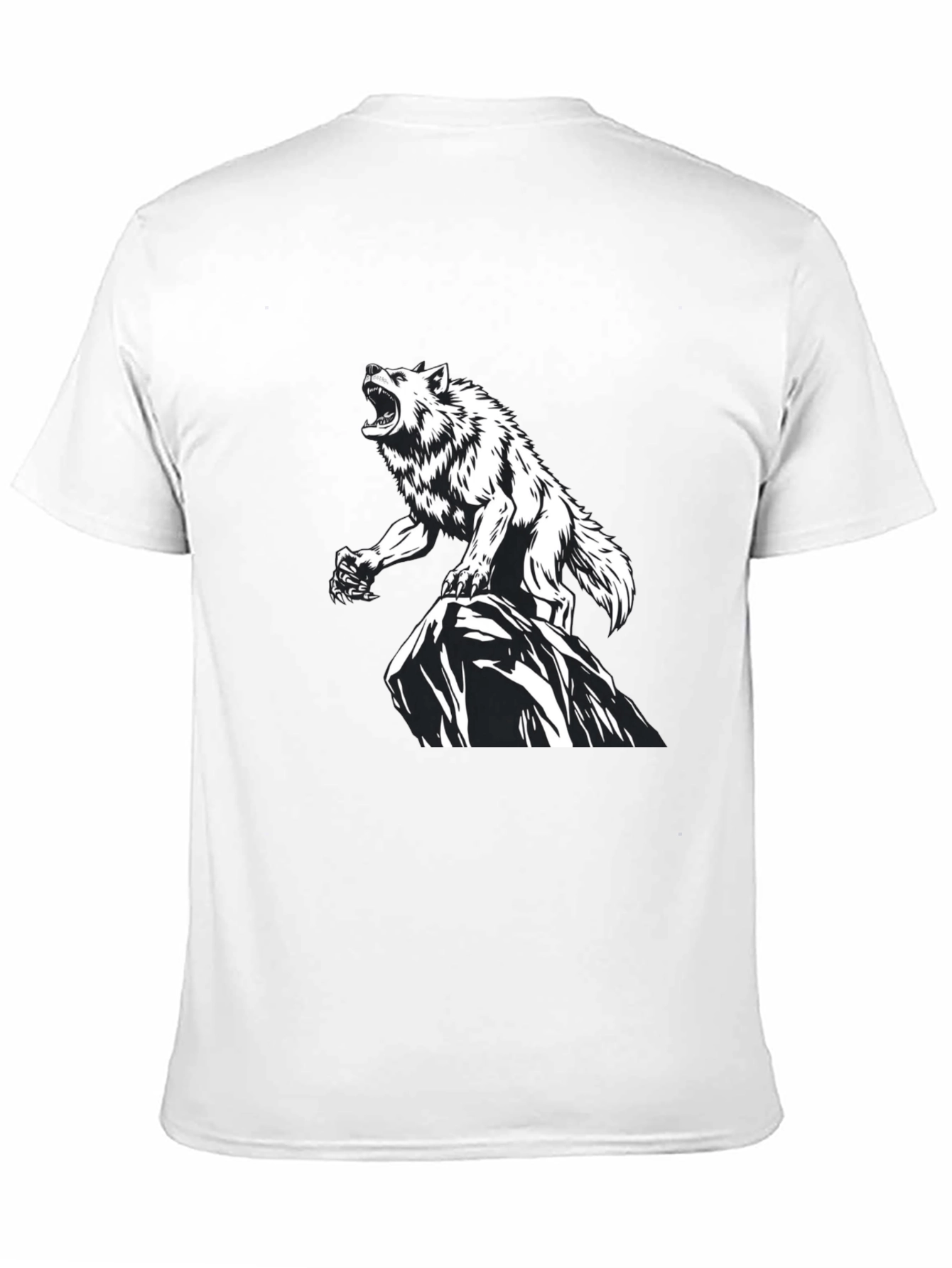 Black Wolf Graphic Print Black T-Shirt view 11