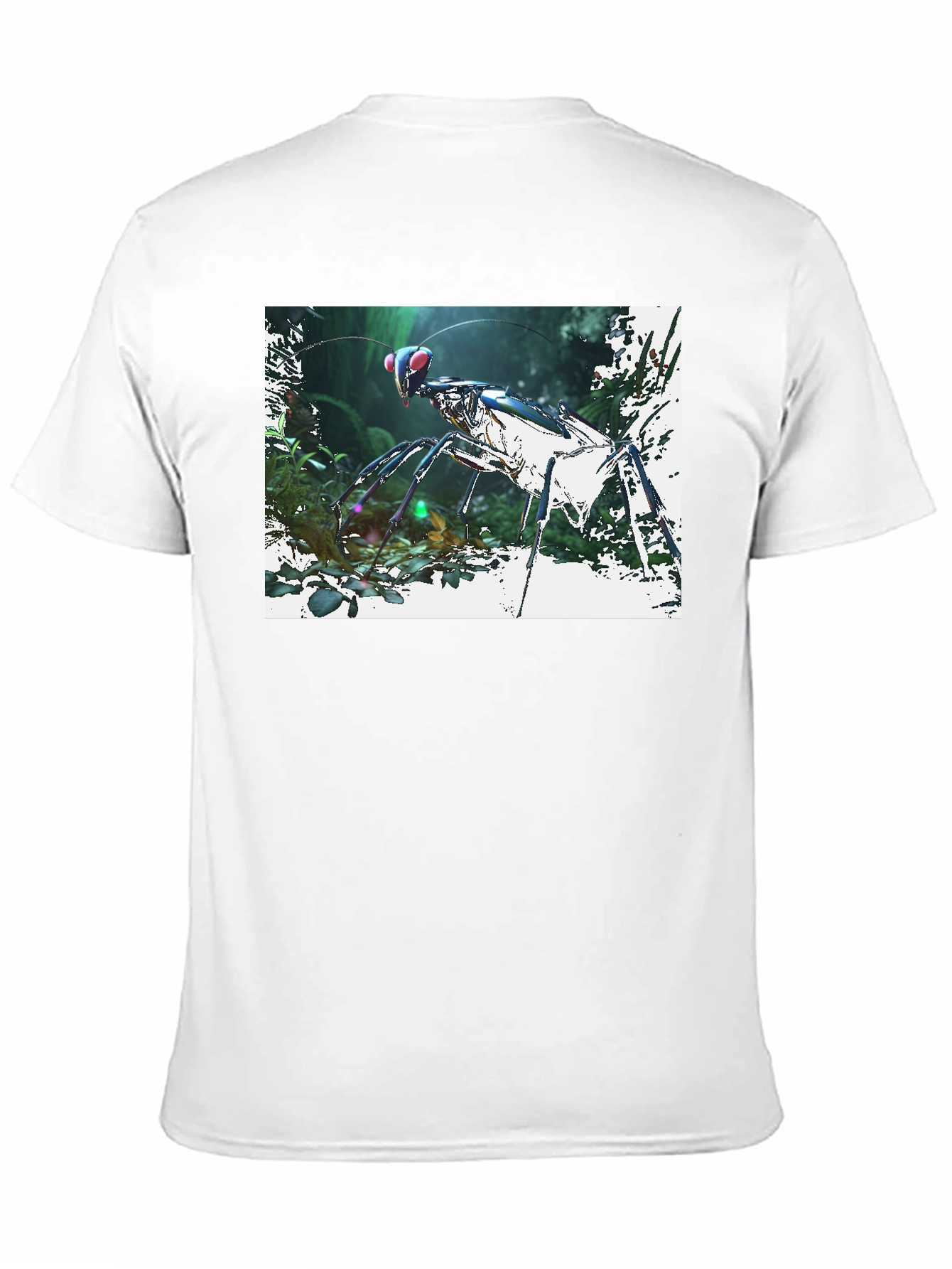 Black Futuristic Praying Mantis Graphic T-Shirt view 11