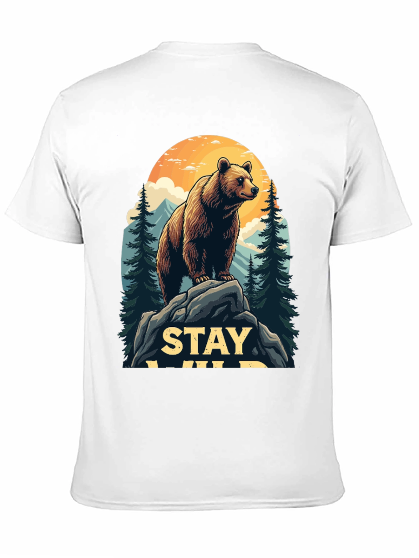 Black Stay Wild Bear Graphic Tee - Men's Black T-Shirt view 11