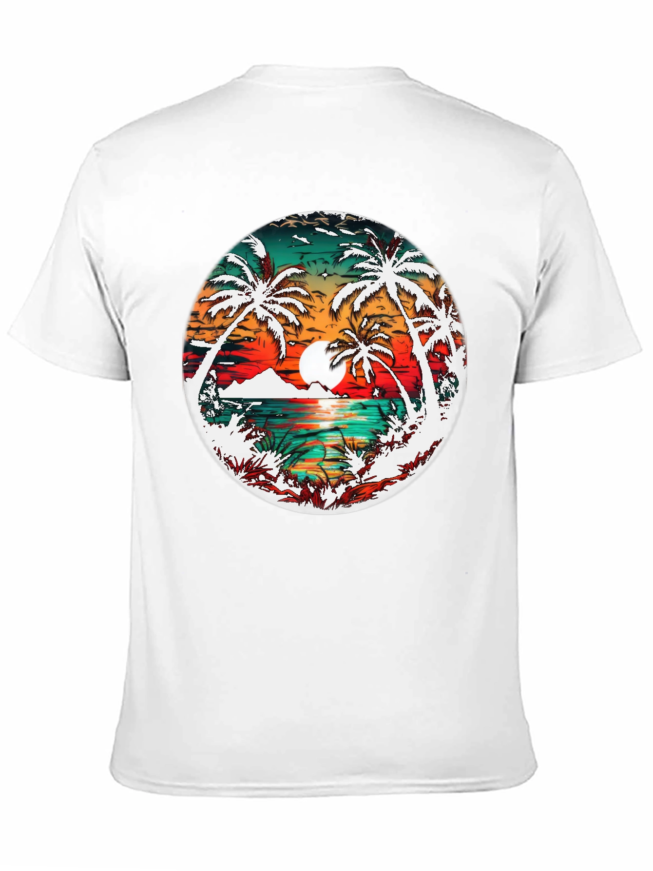 Tropical Sunset Palm Tree Graphic Tee - 11