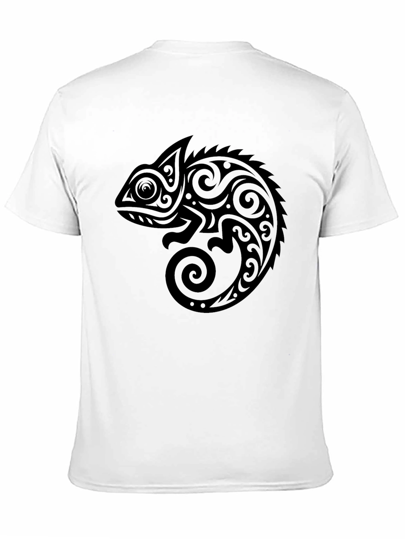 Black Tribal Chameleon Graphic T-Shirt - Black view 11