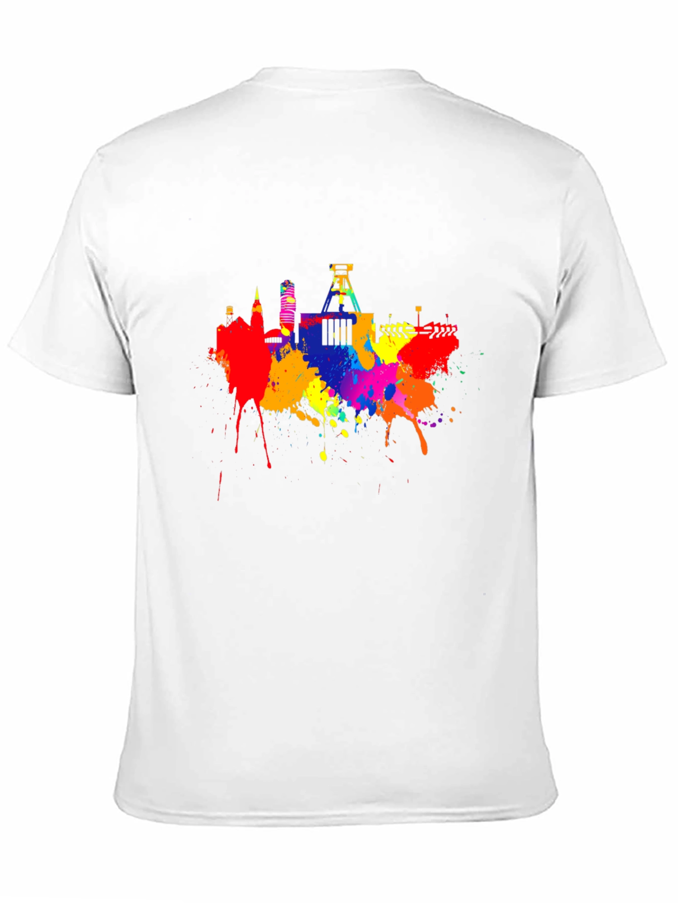 Black Colorful Skyline Splatter Graphic Tee view 11