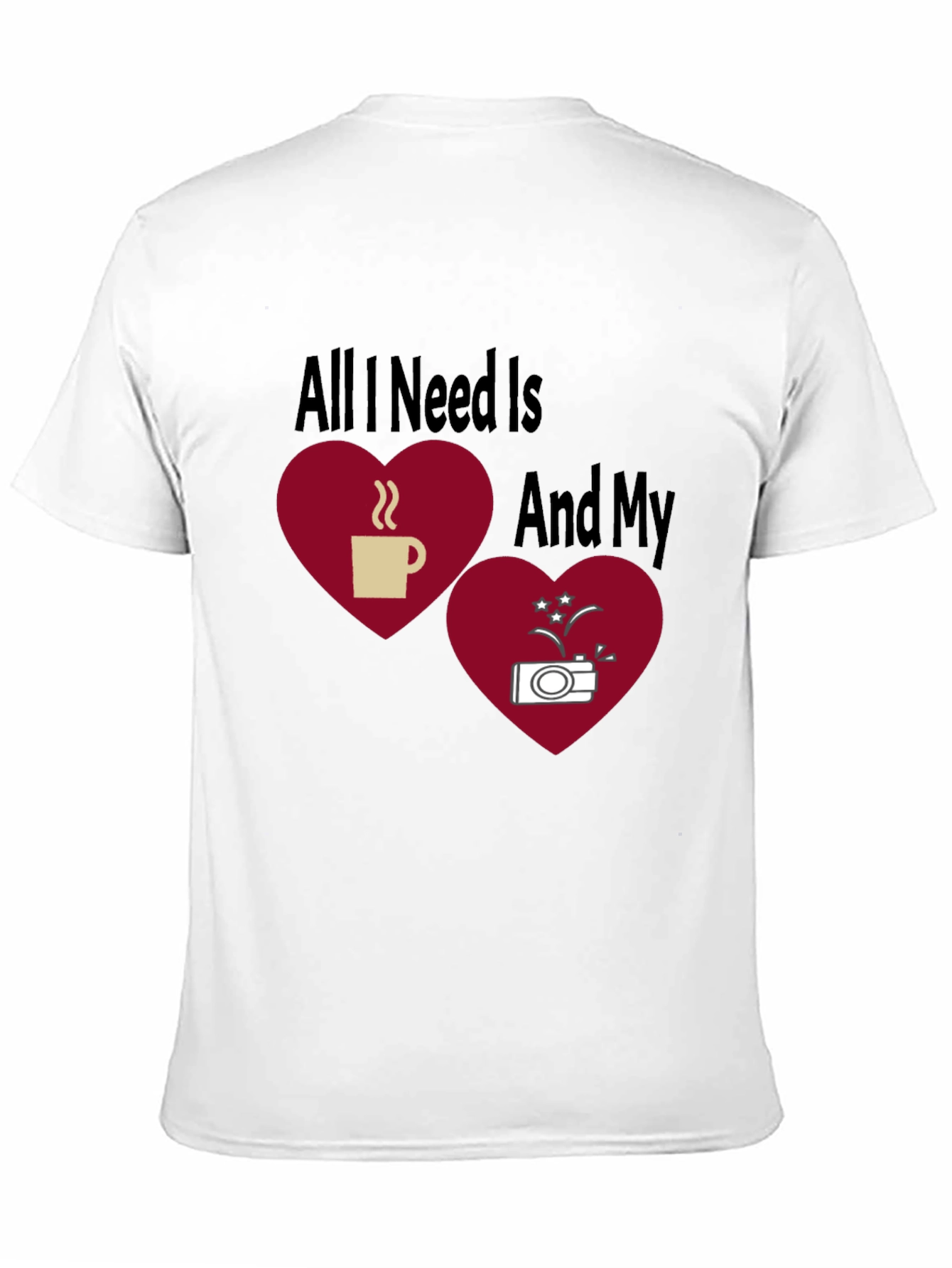 Black Coffee and Camera Heart Graphic T-Shirt view 11