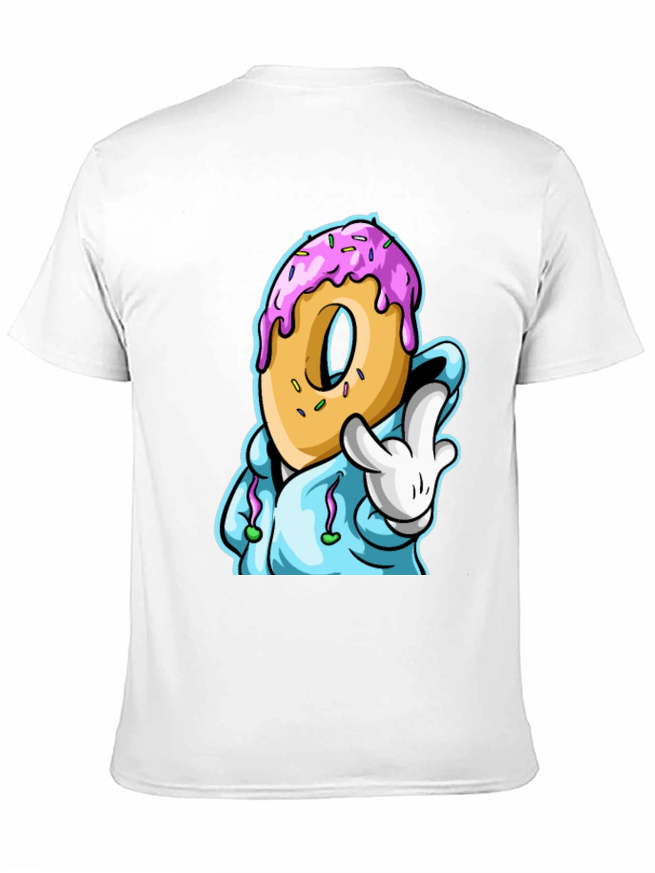 Black Donut Cartoon Graphic Black T-Shirt view 11