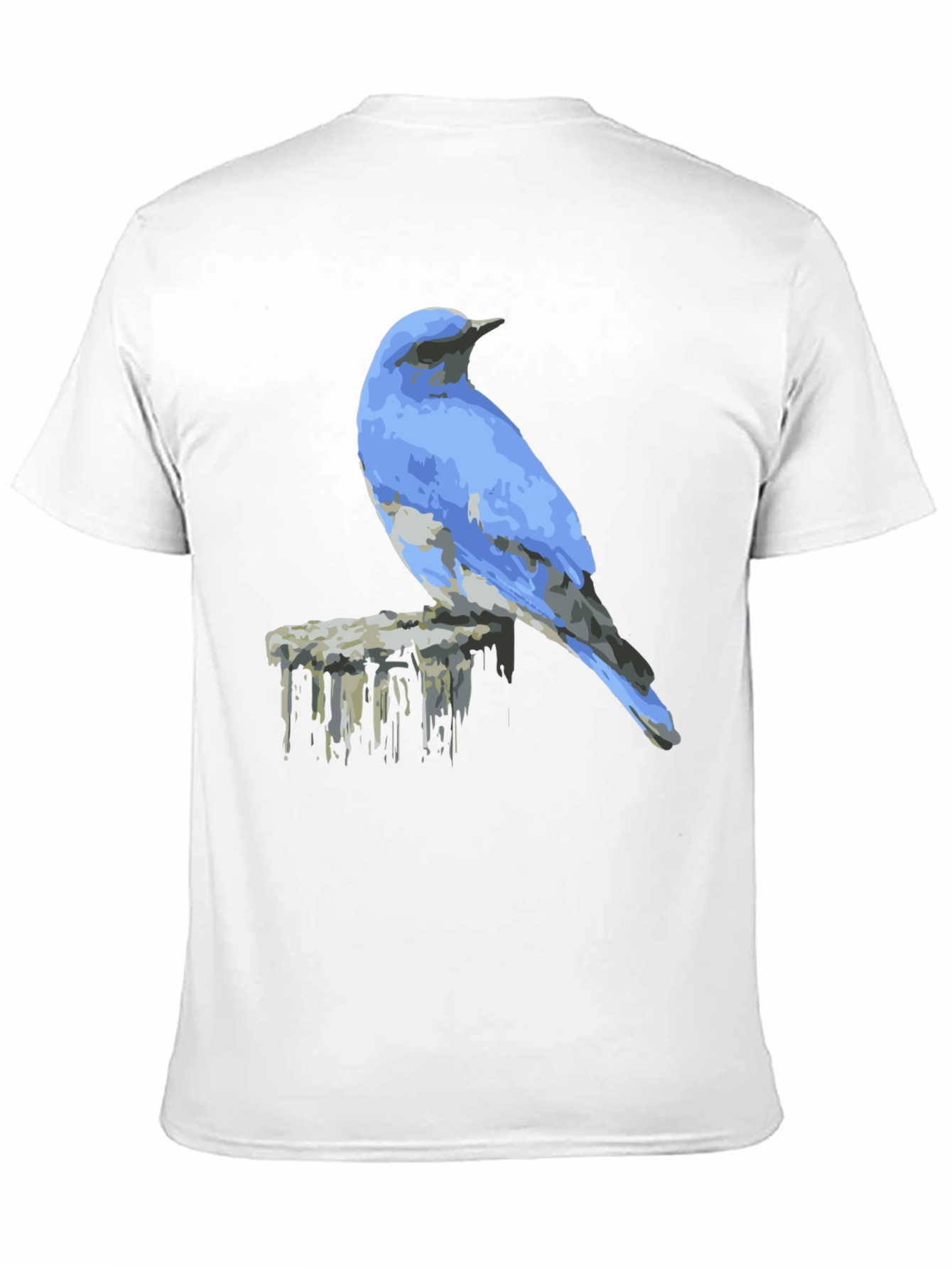 Black Blue Bird on Post Graphic Tee - Black view 11