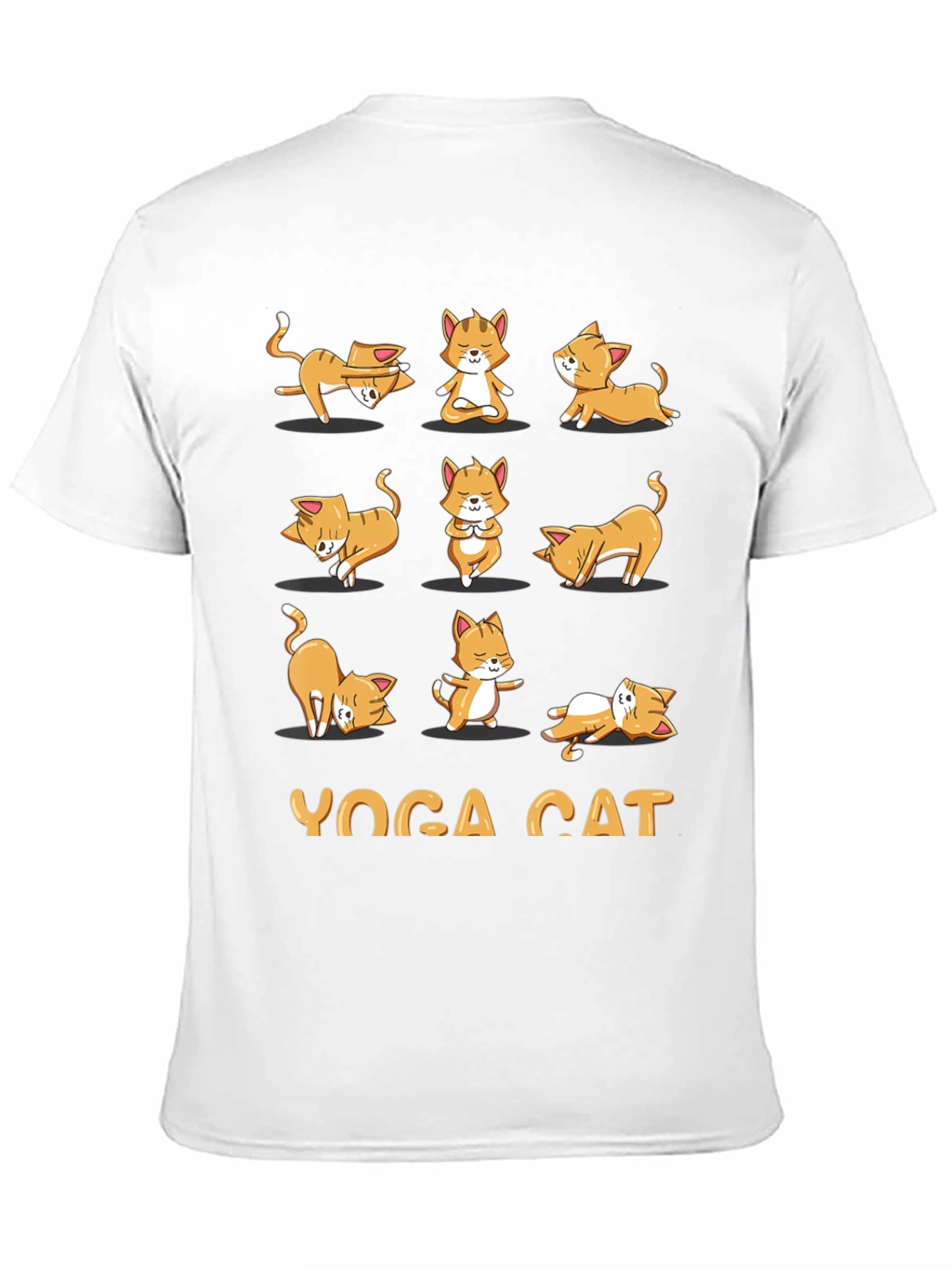 Black Yoga Cat Graphic T-Shirt - Black Cotton Tee view 11