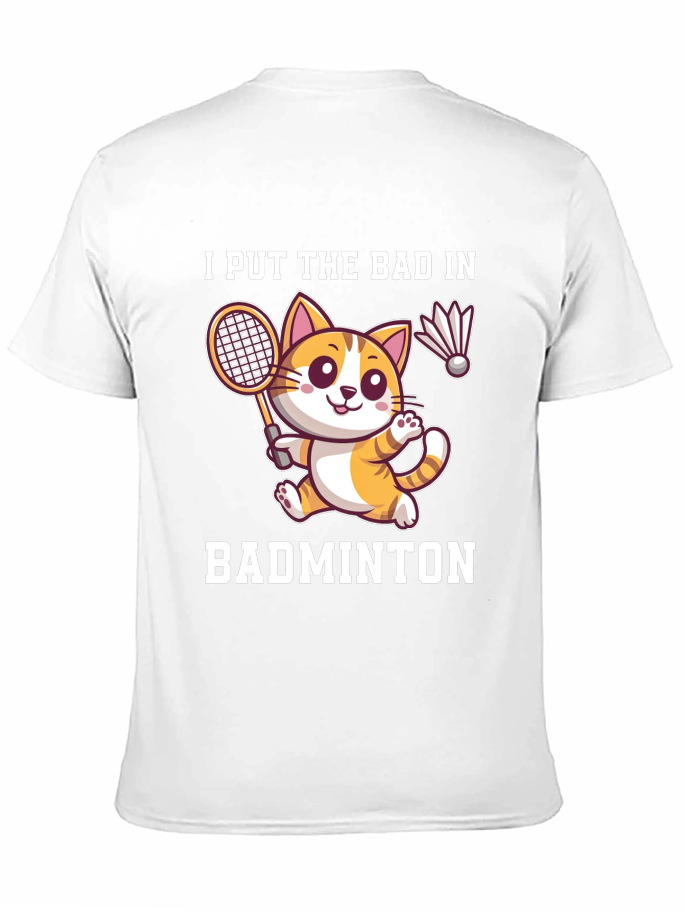 Black Badminton Cat Graphic Tee - Funny Sport Shirt view 11