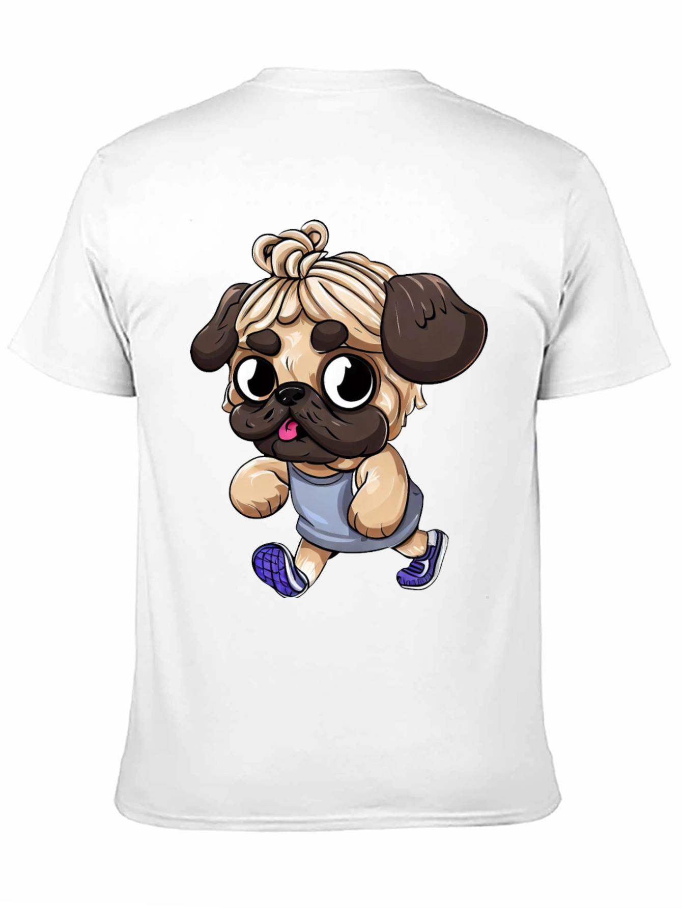 Black Funny Pug Jogger Tee - Men's Black T-Shirt view 11