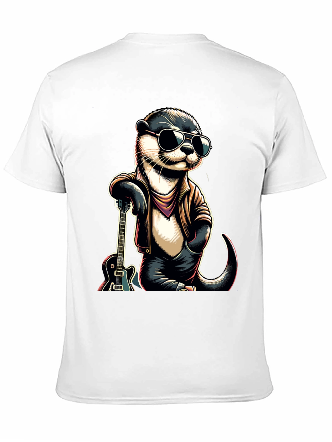 Black Cool Otter Guitarist Graphic Tee view 11