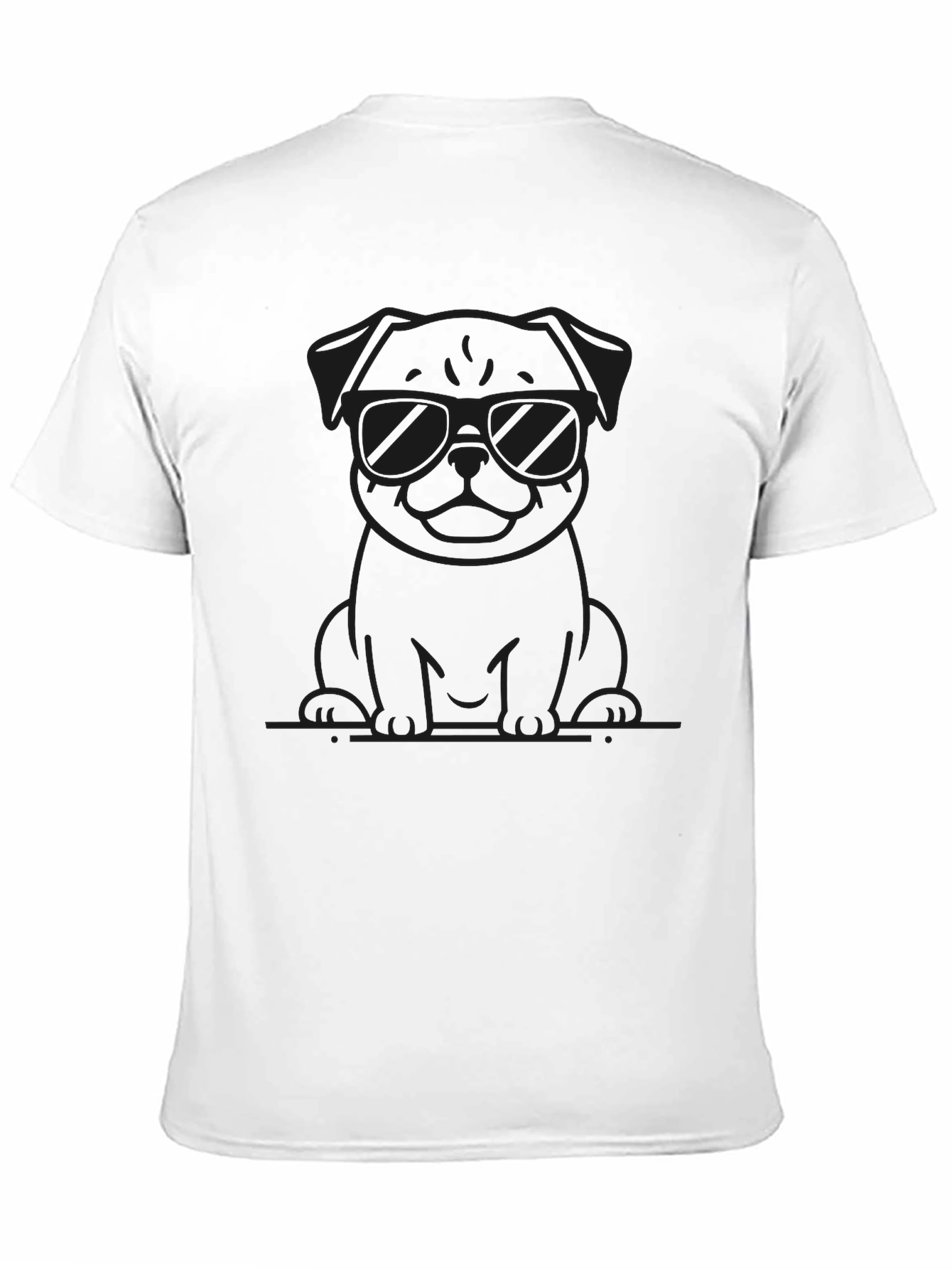Black Cool Pug in Shades Black T-Shirt view 11