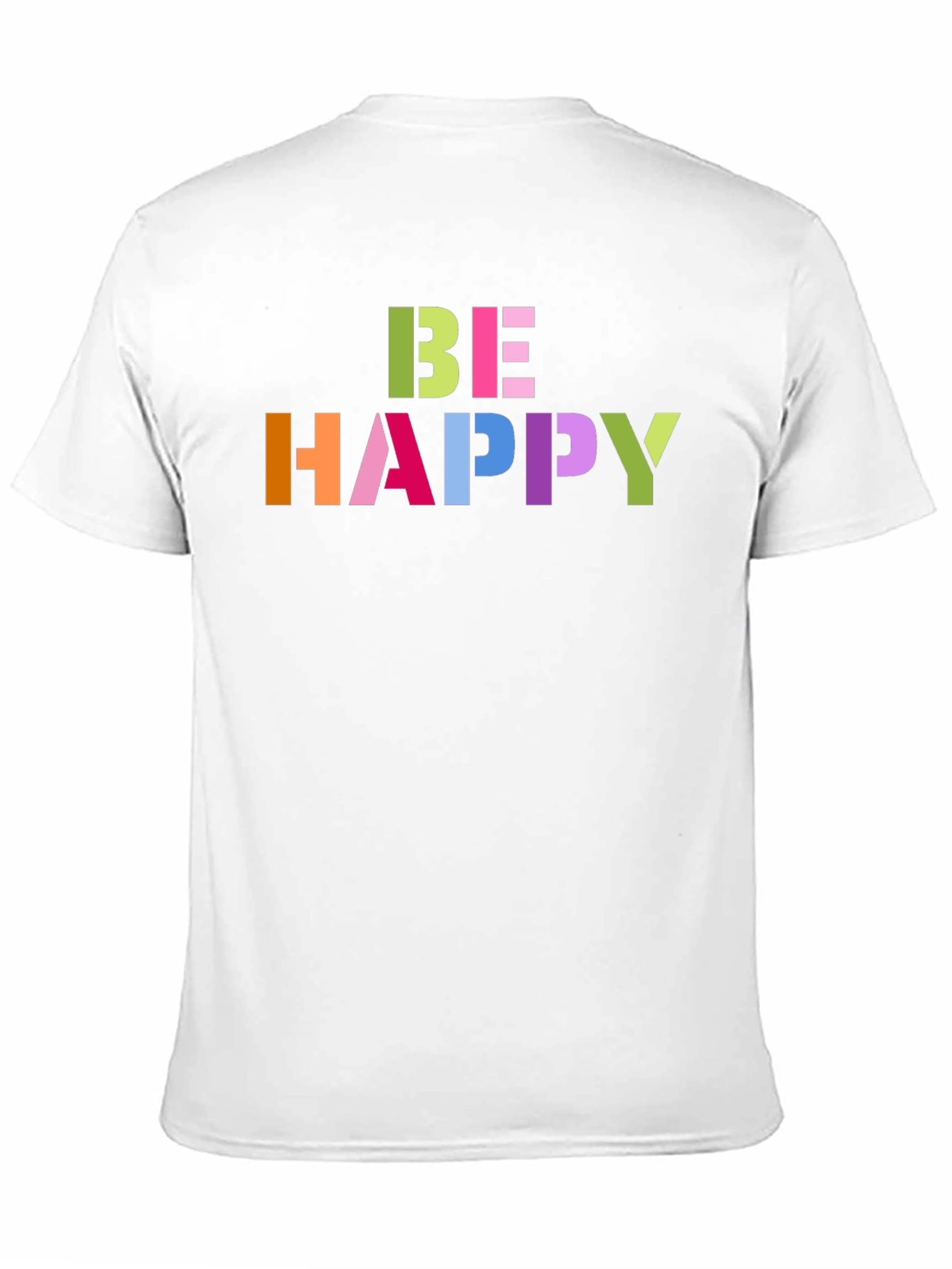 Black Be Happy Graphic Tee - Colorful Lettering, Black T-Shirt view 11