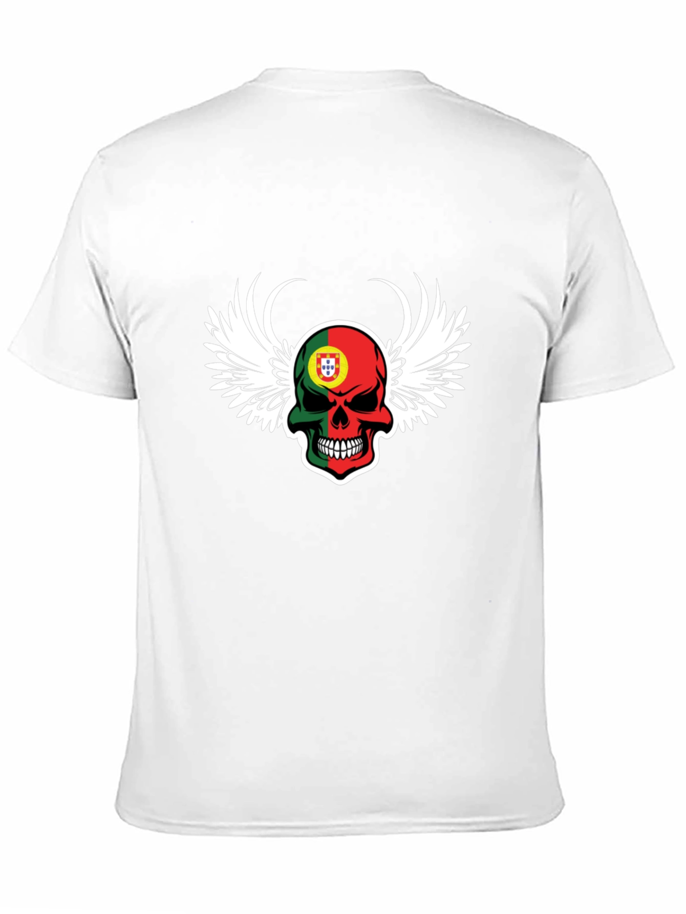 Black Portugal Flag Skull Wings T-Shirt - Men's Black Tee view 11