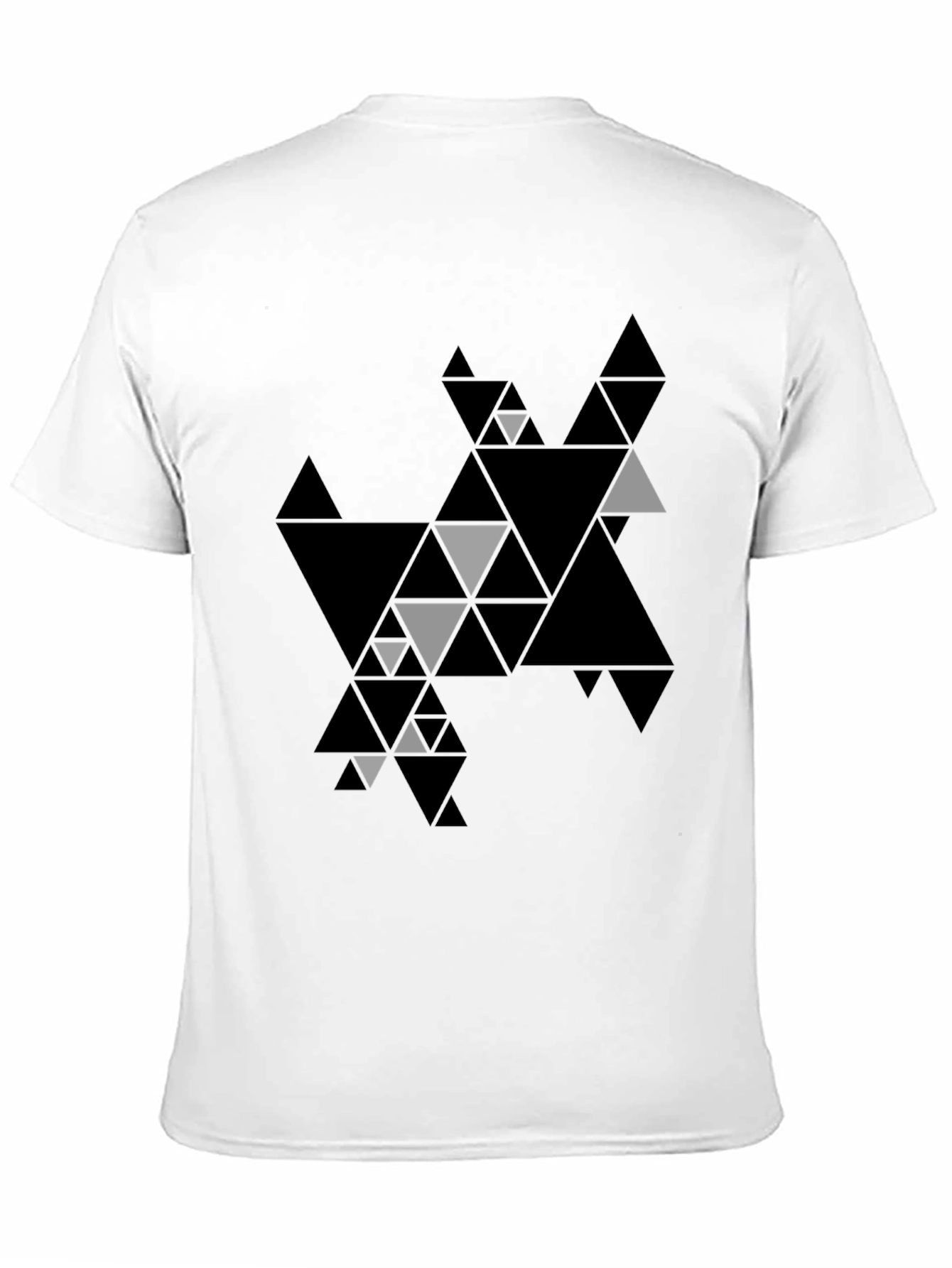 Black Geometric Triangle Print Black T-Shirt view 11