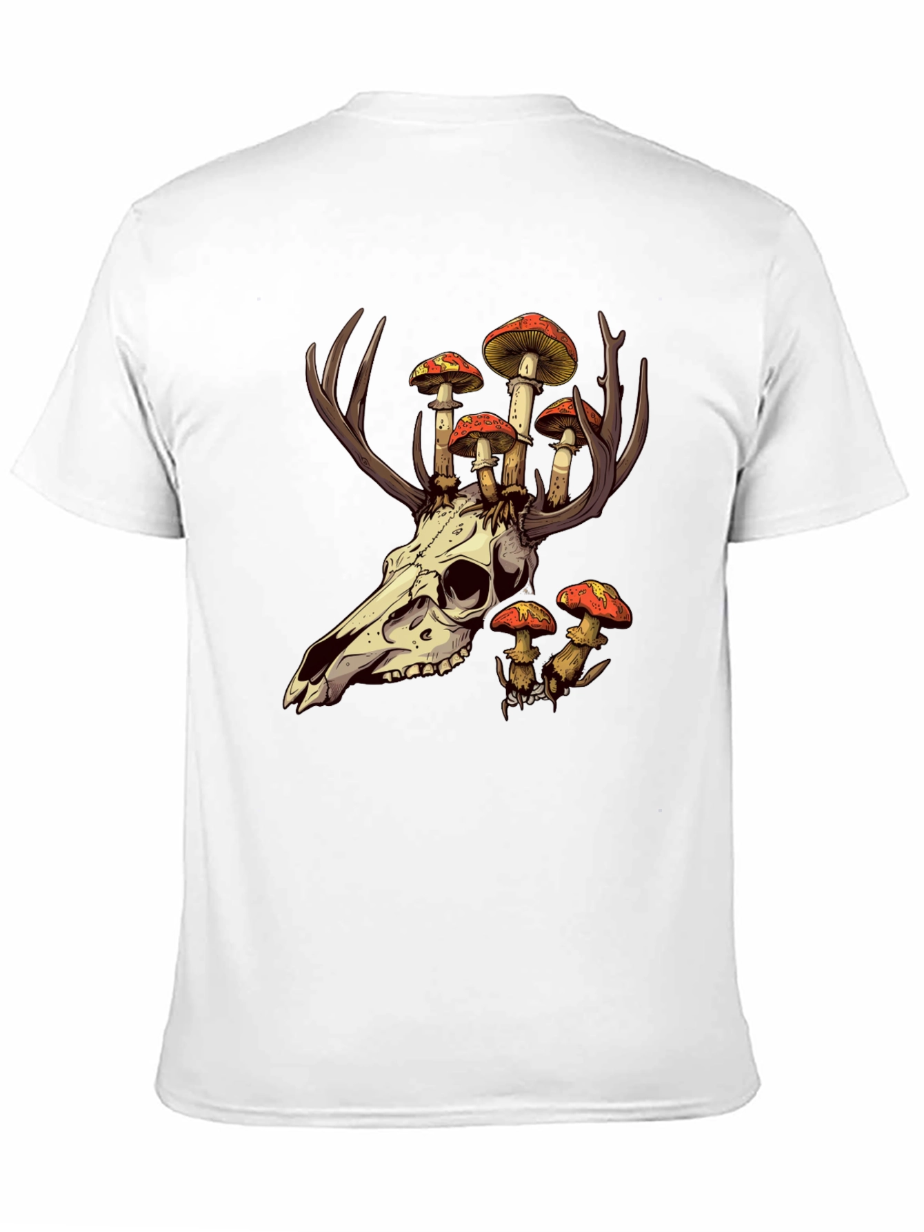 Black Skull and Mushroom T-Shirt - Unique Graphic Tee view 11
