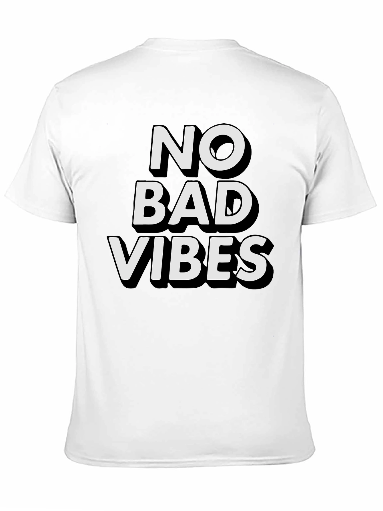 Black No Bad Vibes Graphic Tee - Black Casual T-Shirt view 11