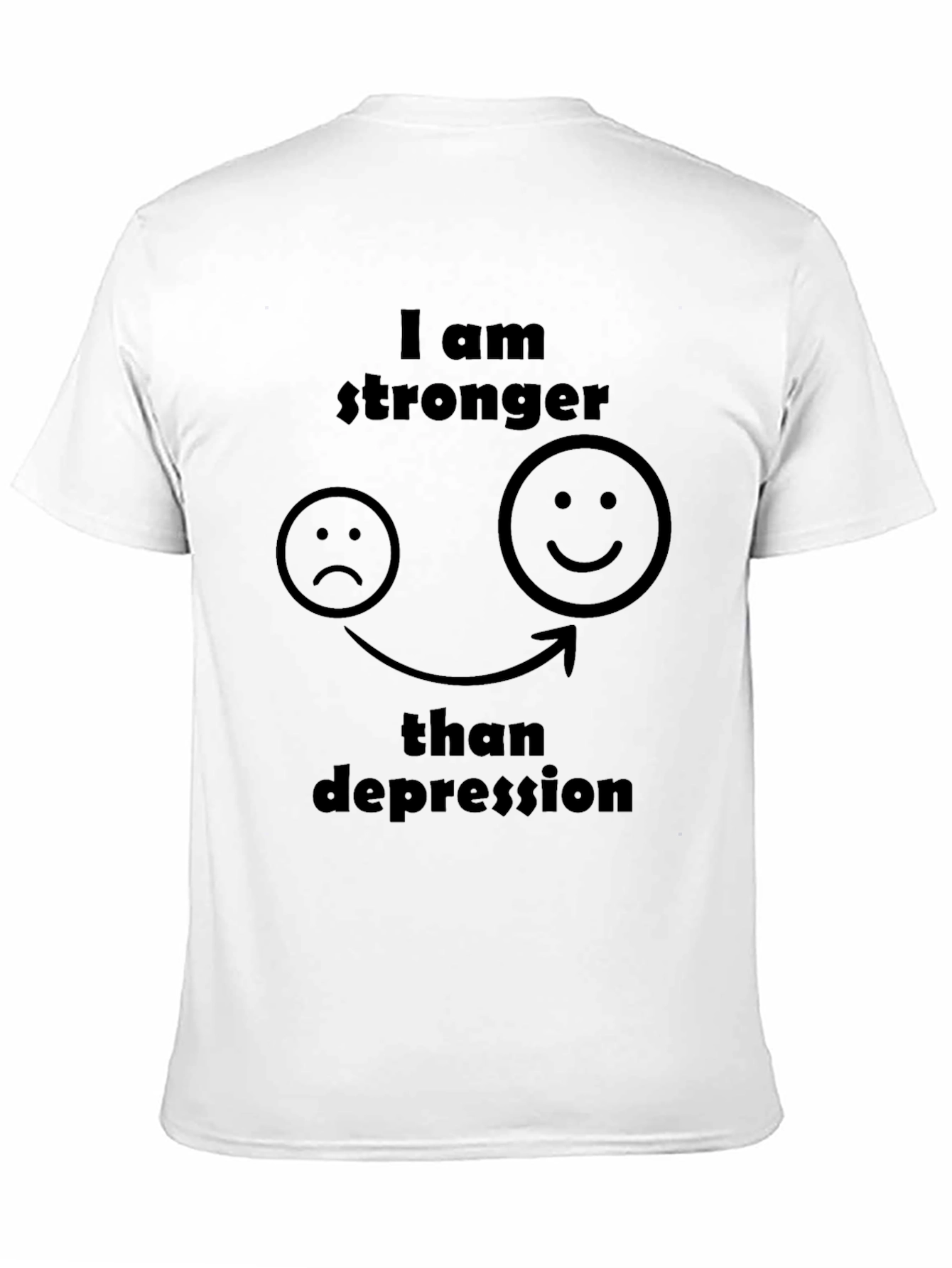 Black Stronger Than Depression Black Graphic T-Shirt view 11