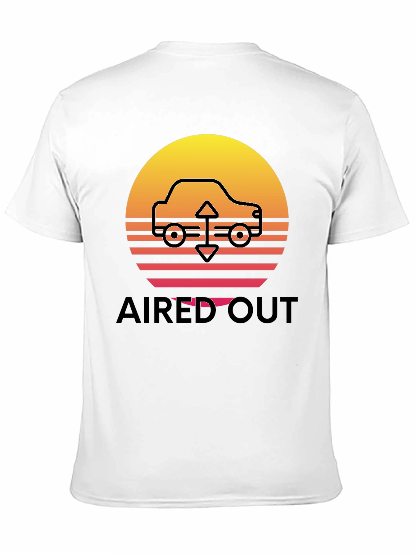 Black Aired Out Car Graphic Tee - Retro Sunset Design view 11