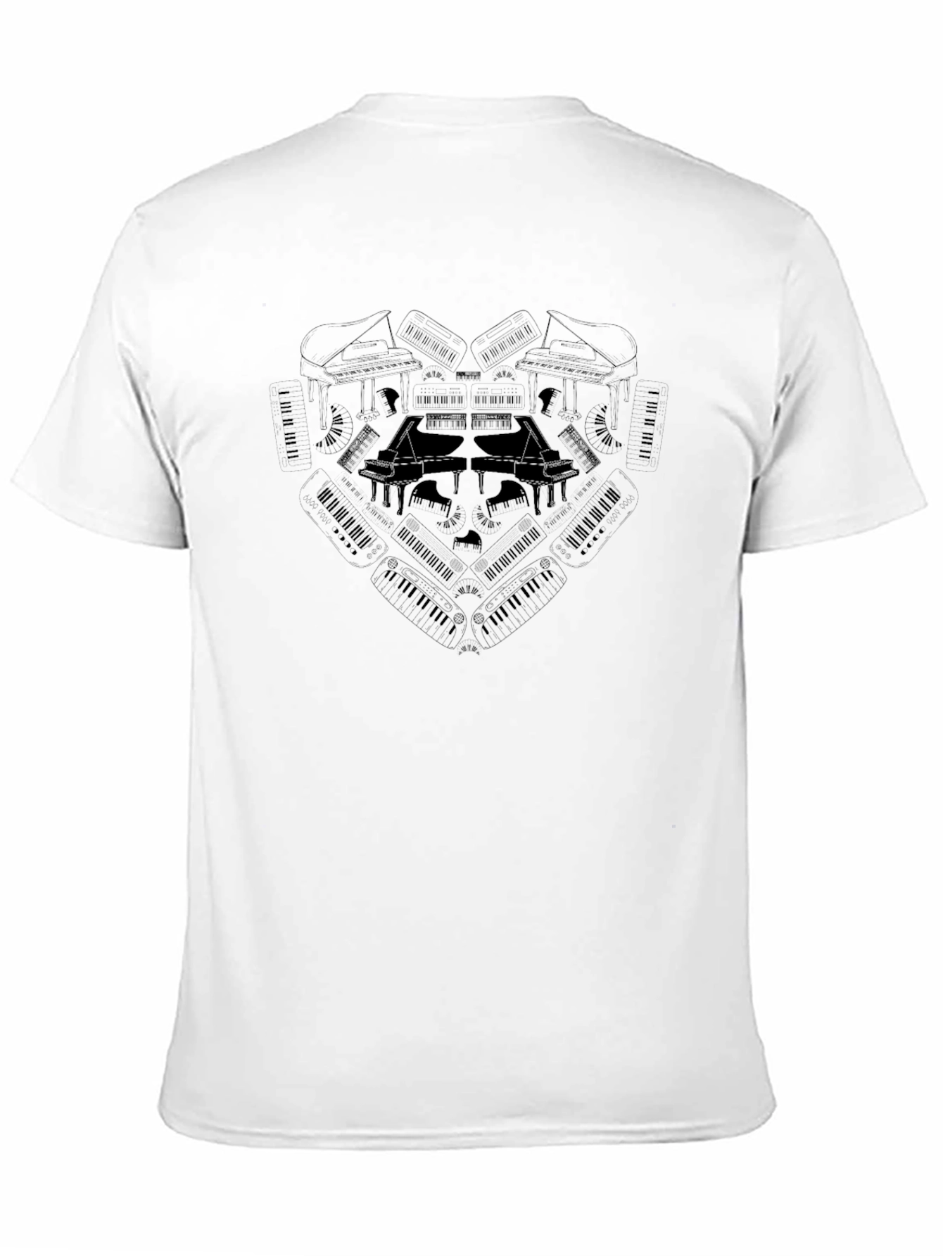 Black Piano Heartbeat Men's Graphic Tee - Music Lover view 11
