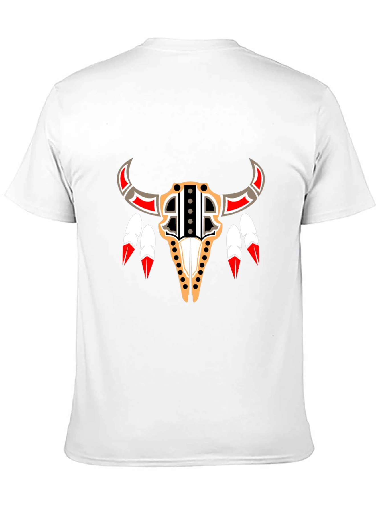 Black Native American Bull Skull Graphic Tee view 11