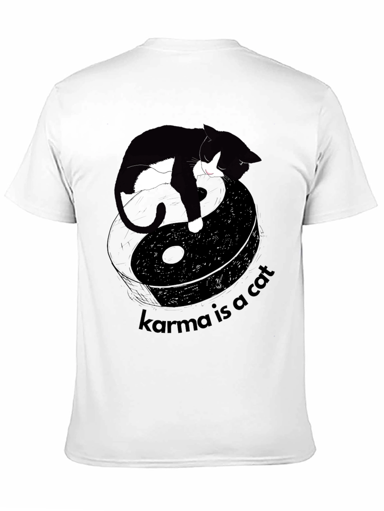 Black Karma is a Cat Graphic Tee - Unisex Black T-Shirt view 11