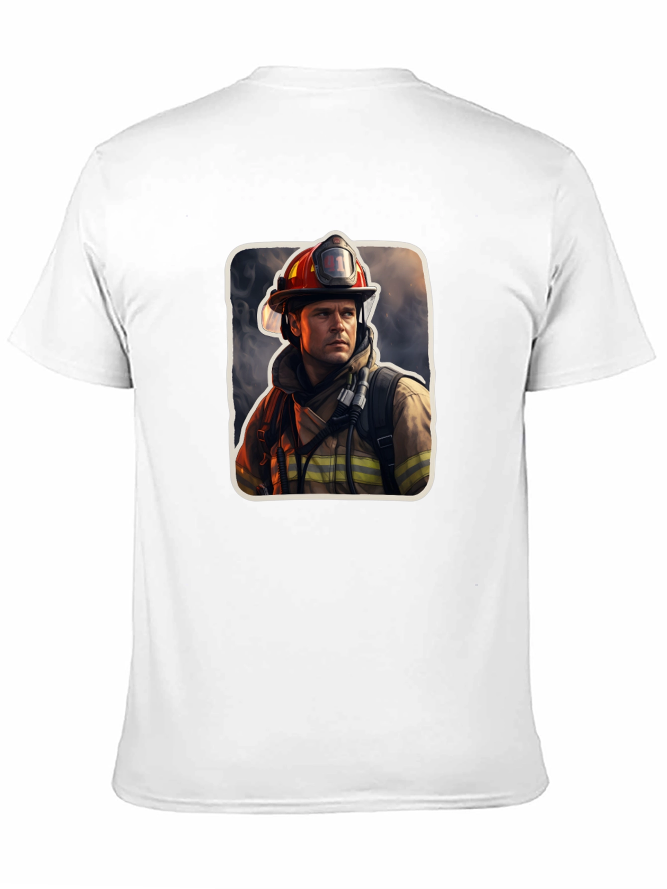 Black Firefighter Graphic Tee - Premium Black Cotton T-Shirt view 11