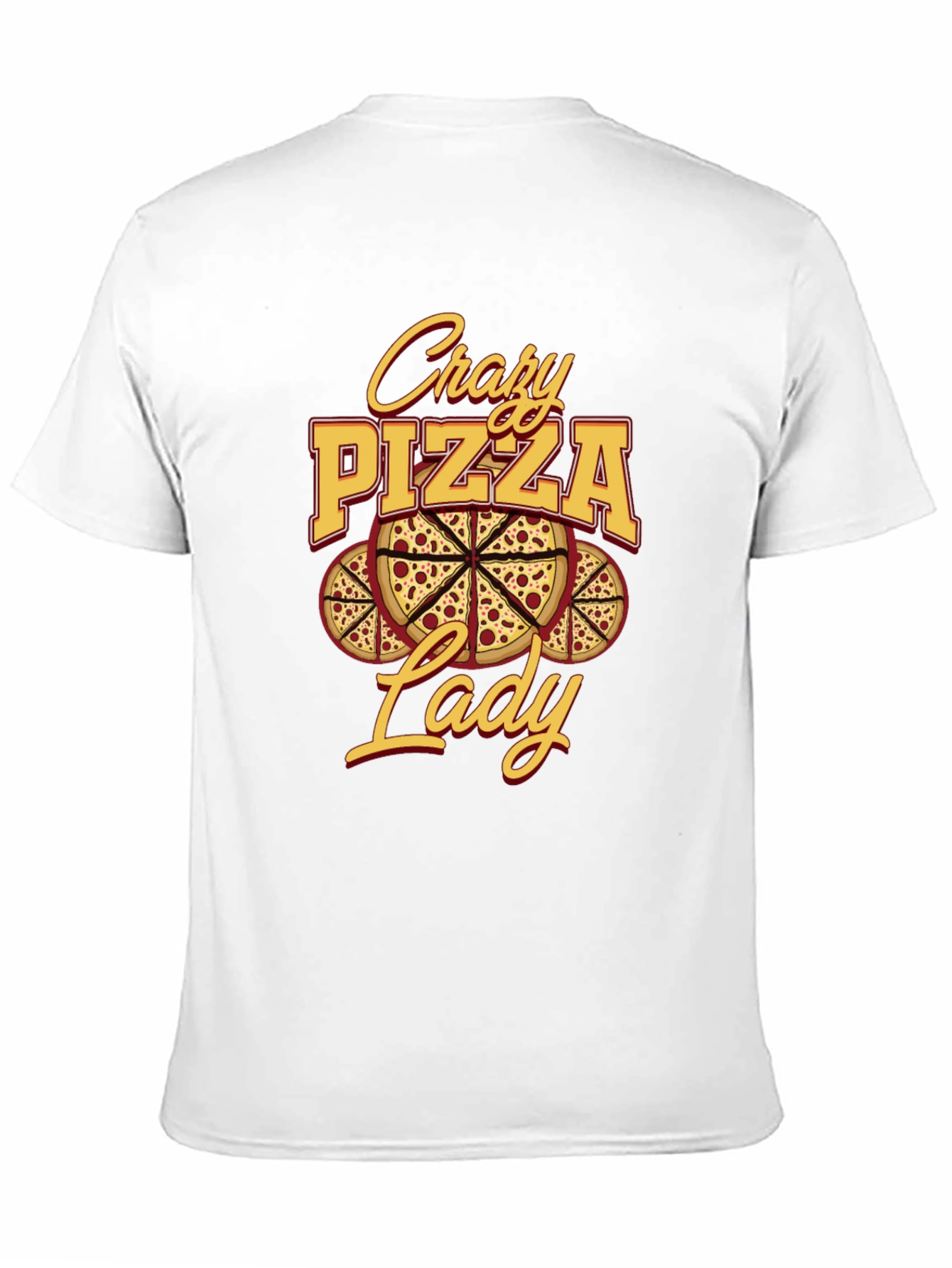 Black Crazy Pizza Lady Graphic Tee - Unisex Black T-Shirt view 11