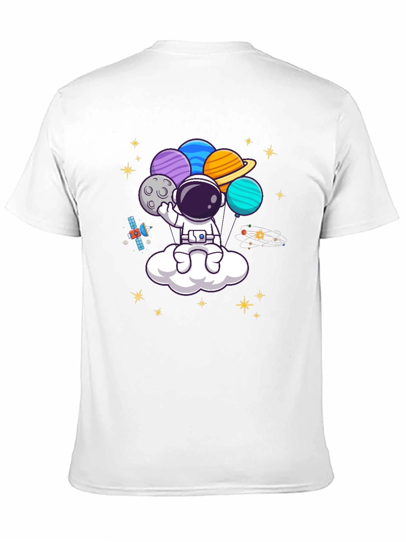 Black Astronaut Planet Balloons Graphic Tee - Black view 11