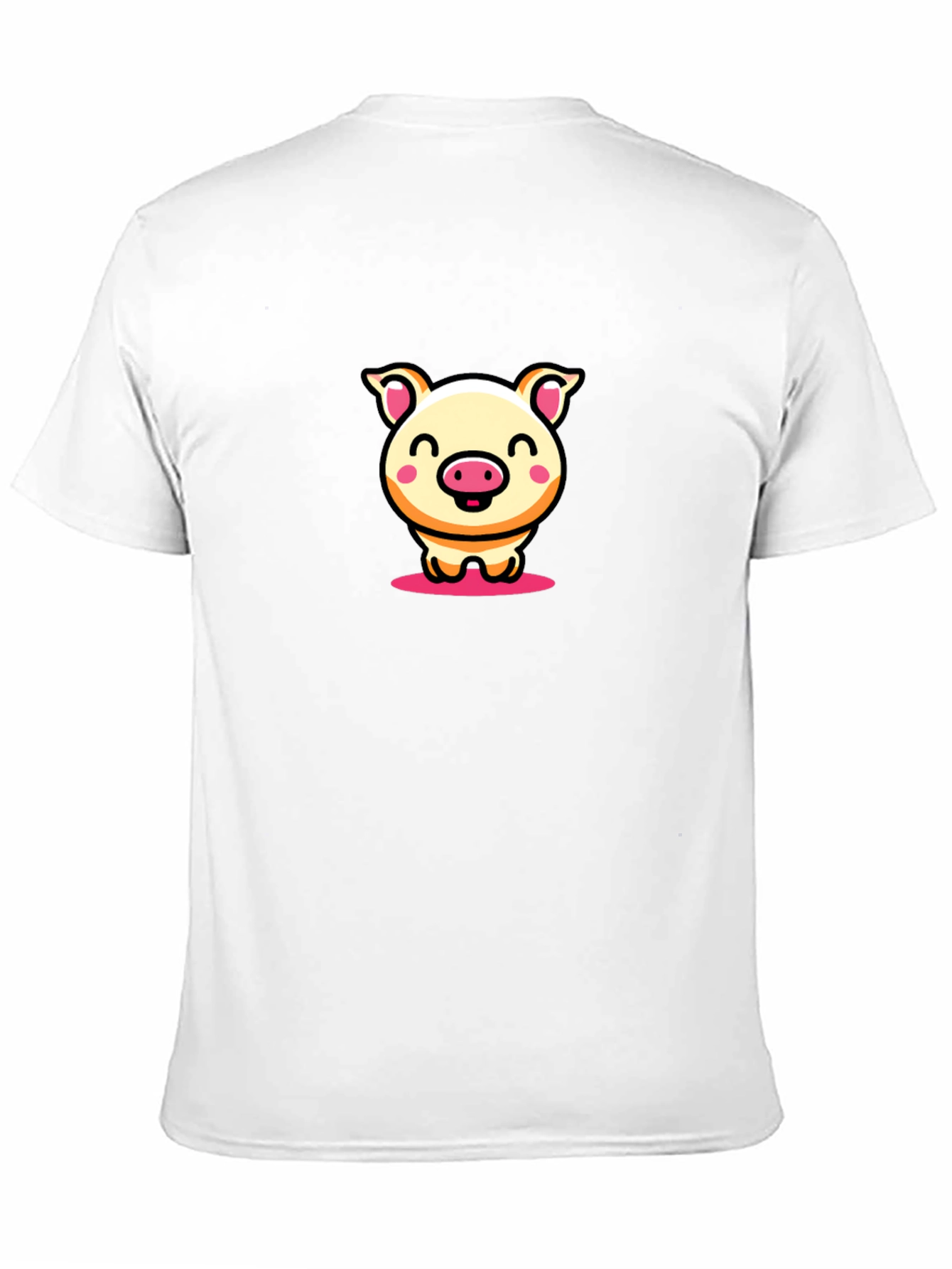 Black Cute Pig Cartoon Black T-Shirt view 11