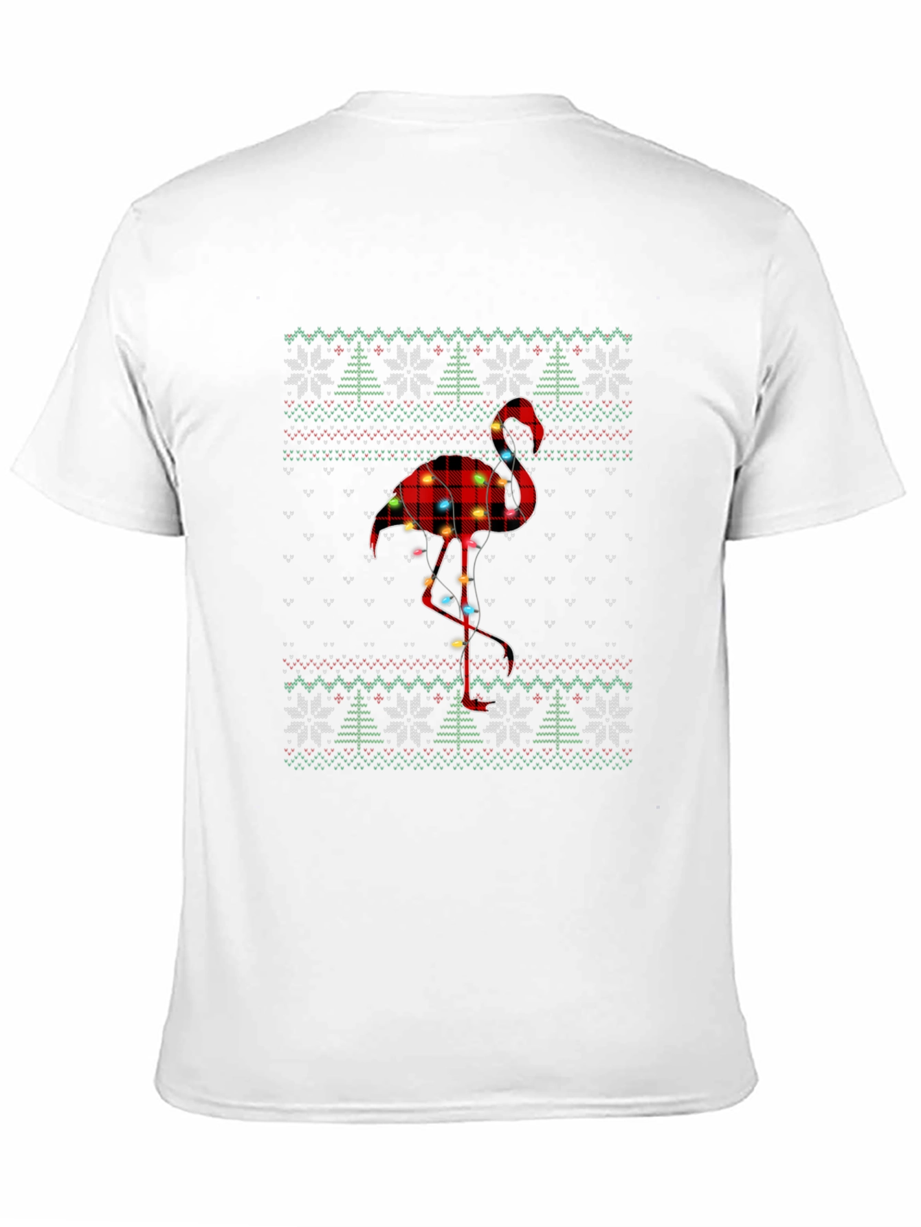 Black Festive Flamingo Christmas T-Shirt view 11