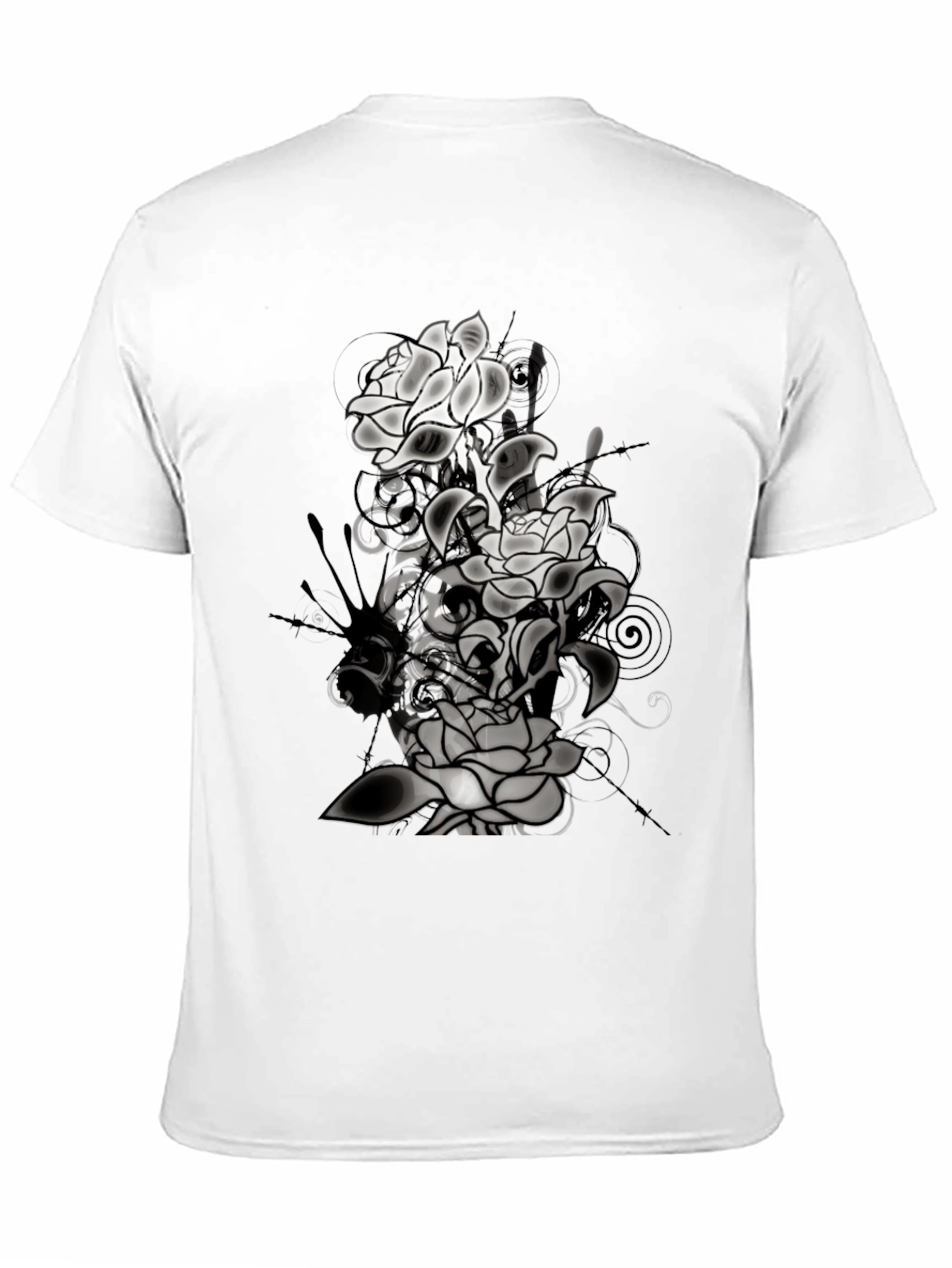 Black Floral Graphic T-Shirt - Men's Black Tee view 11