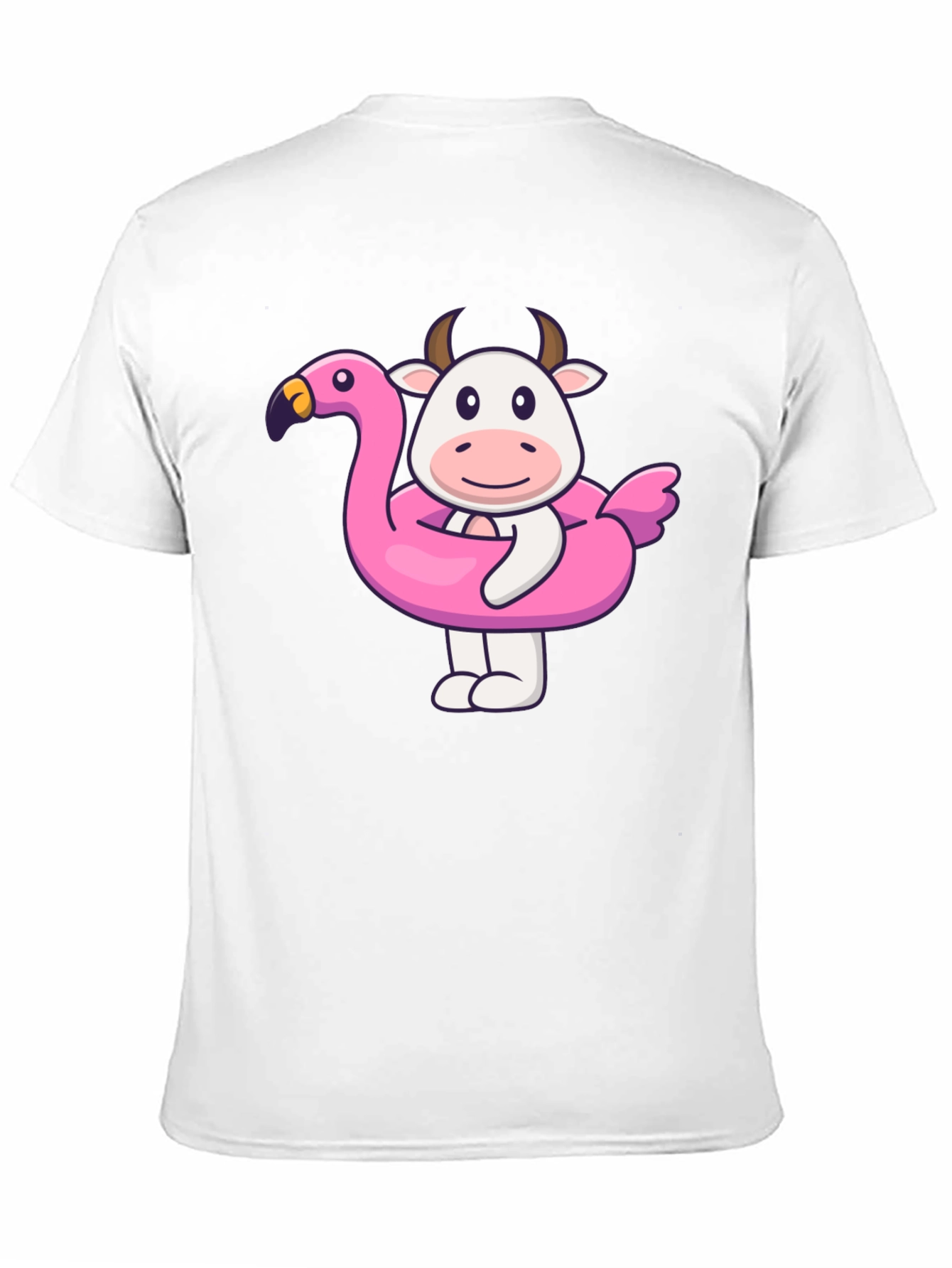 Black Funny Cow Flamingo Pool Float Black T-Shirt view 11