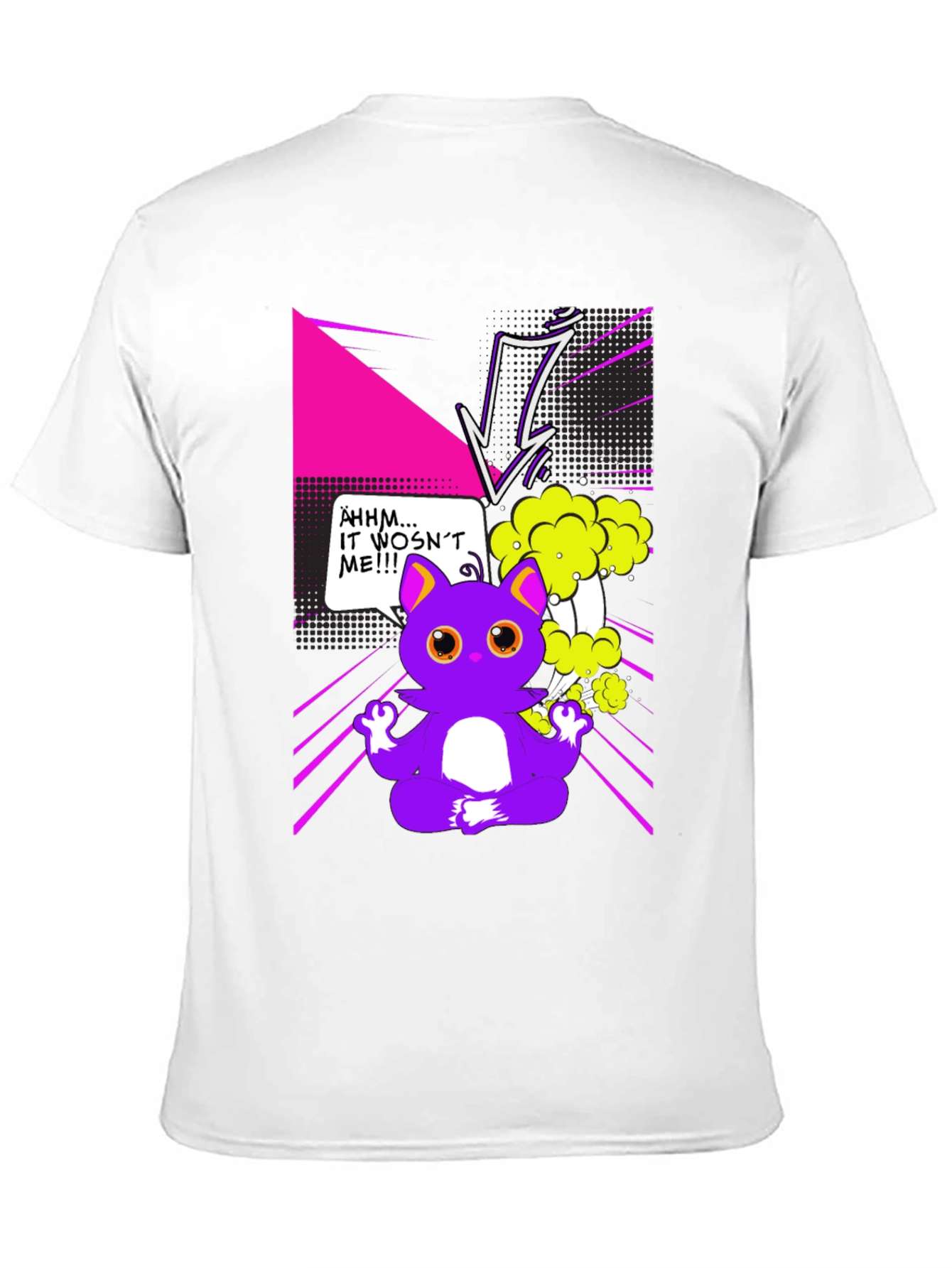 Black Funny Cartoon Cat Graphic T-Shirt view 11