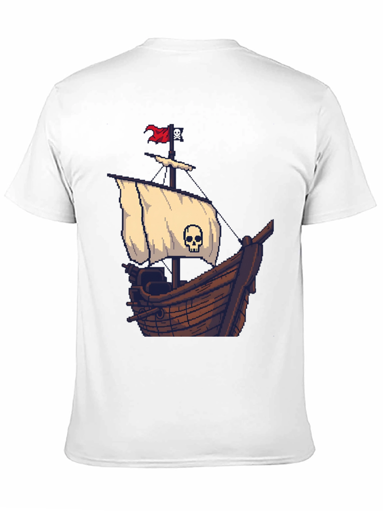 Pirate Ship Pixel Art Black T-Shirt - 11