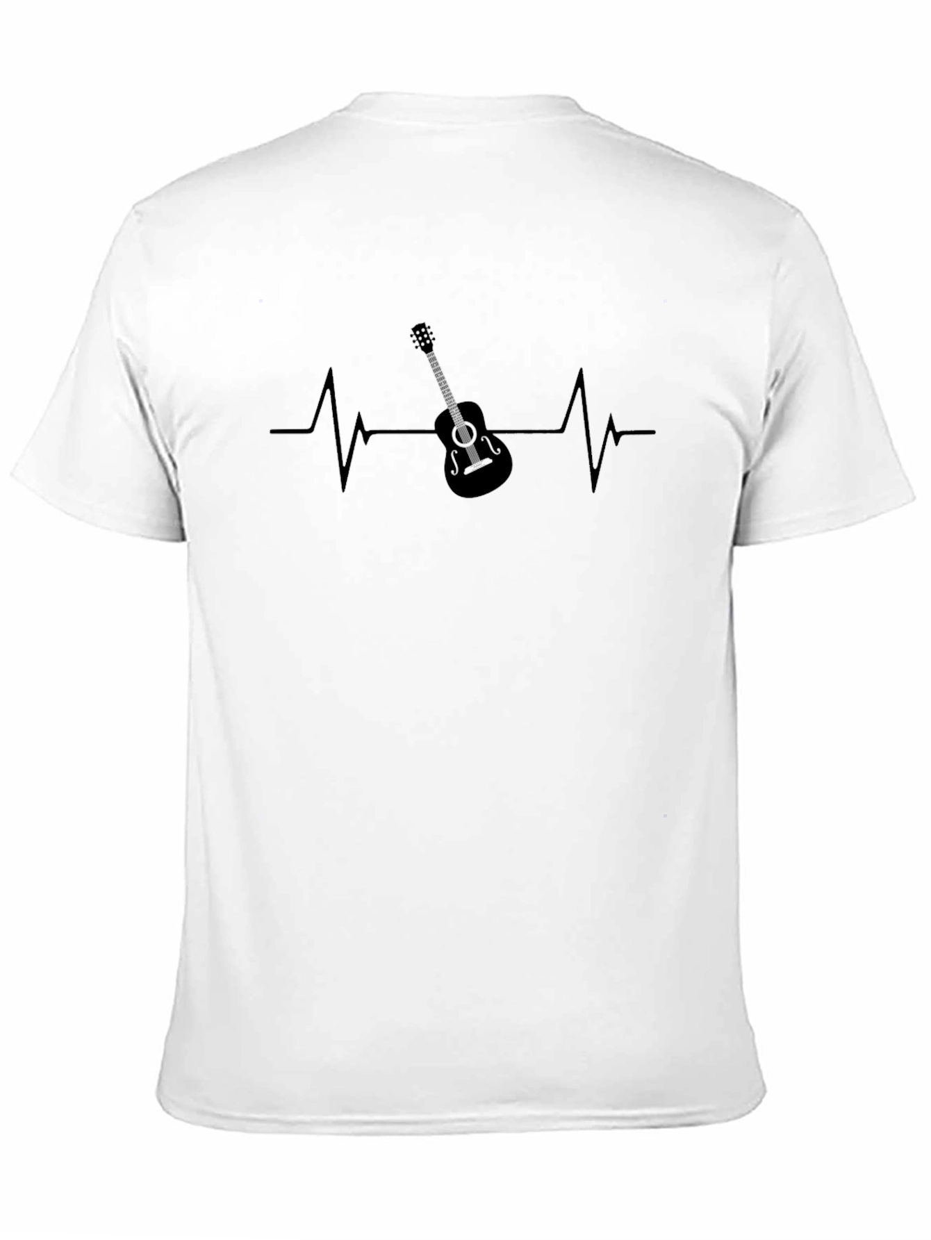Black Guitar Heartbeat Graphic T-Shirt view 11