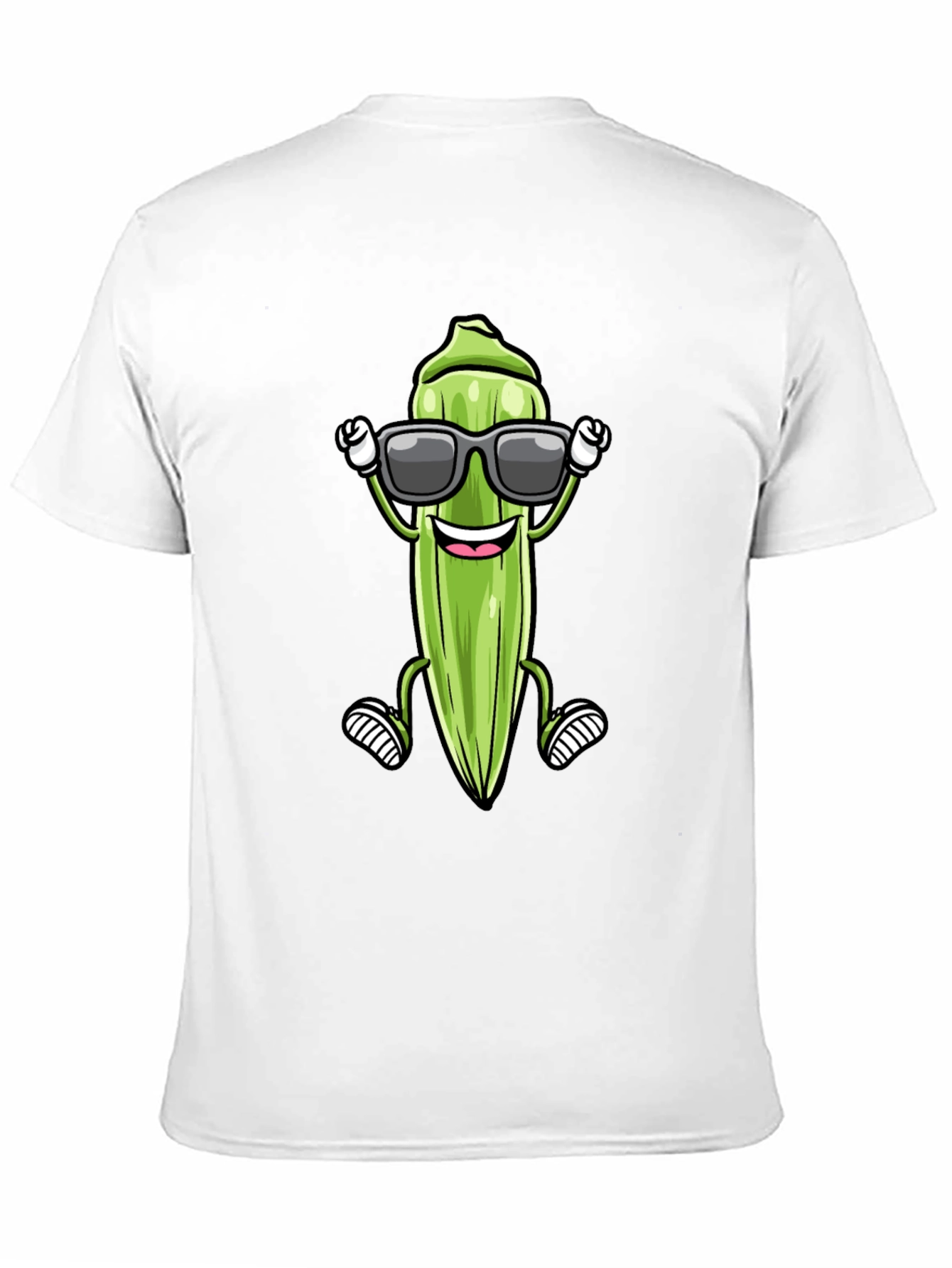 Black Cool Okra Cartoon T-Shirt view 11