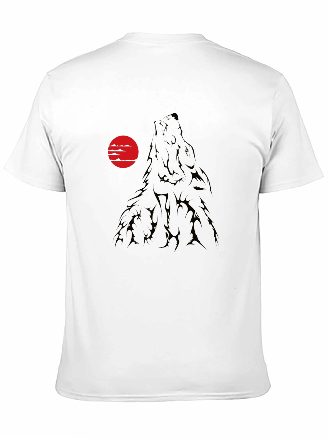 Black Wolf Howling at Red Moon Black T-Shirt view 11
