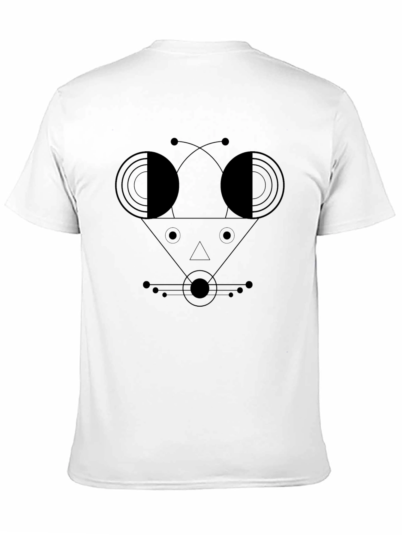 Black Abstract Geometric Face Black T-Shirt view 11