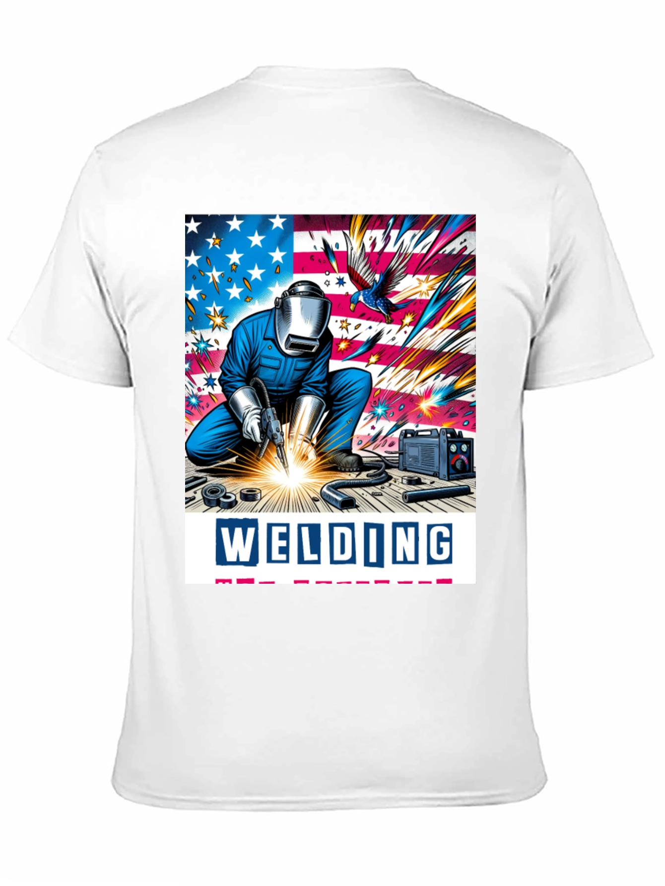 Black Welding American Flag Graphic Tee view 11