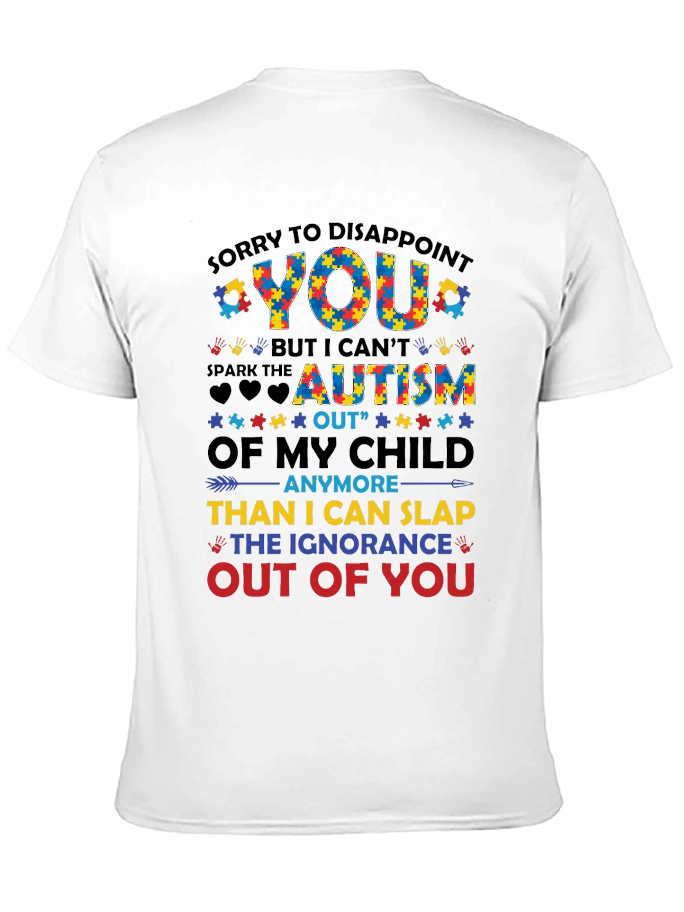 Black Autism Awareness Graphic Tee - Disappoint Ignorance view 11