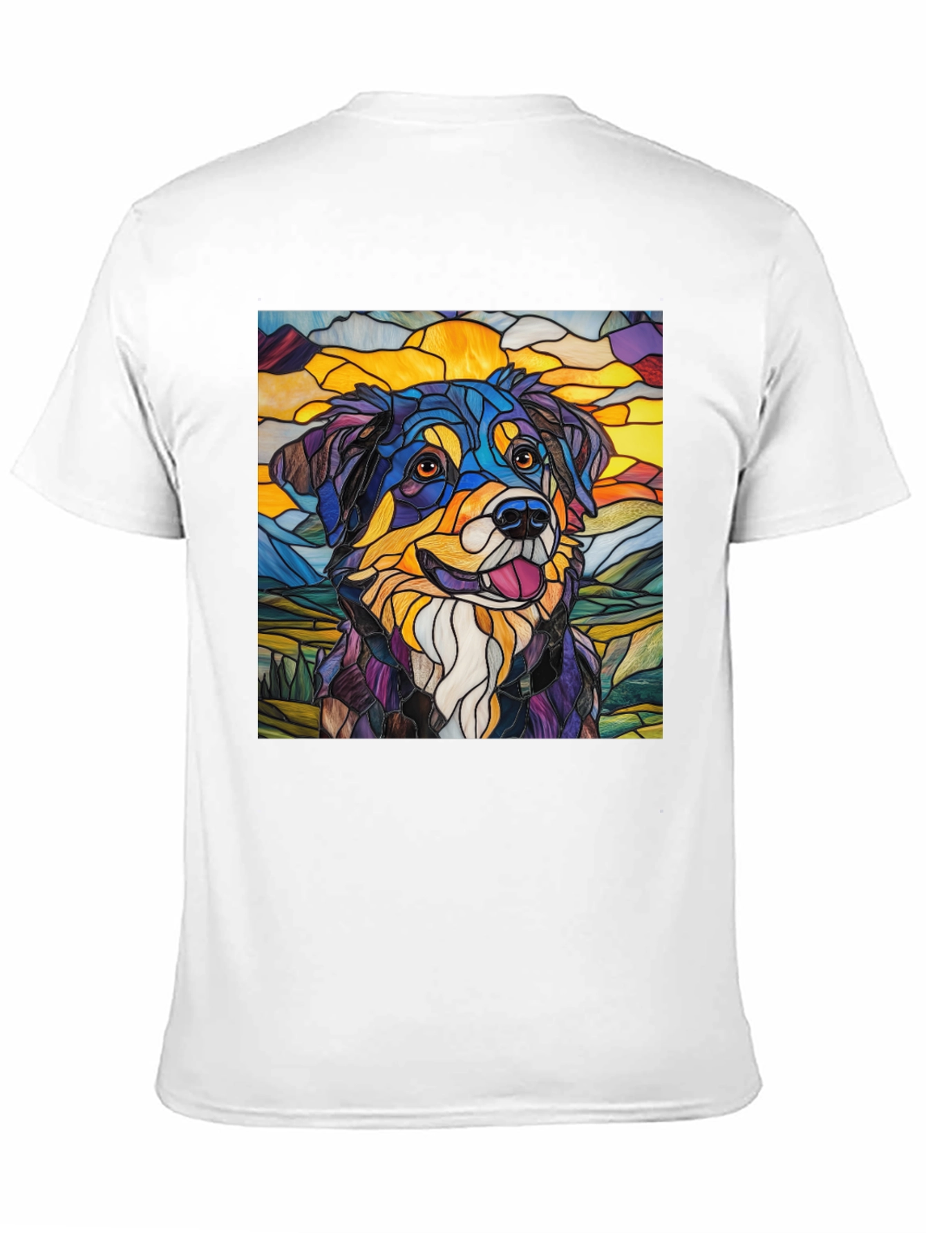 Black Stained Glass Dog Art Tee view 11