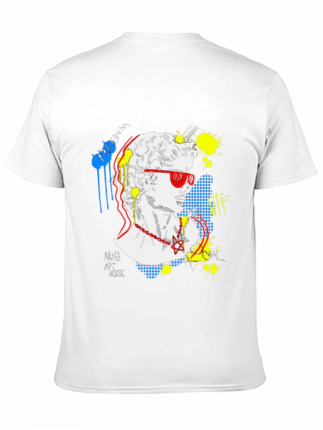 Black Pop Art David Graphic Tee - Unisex Black T-Shirt view 11