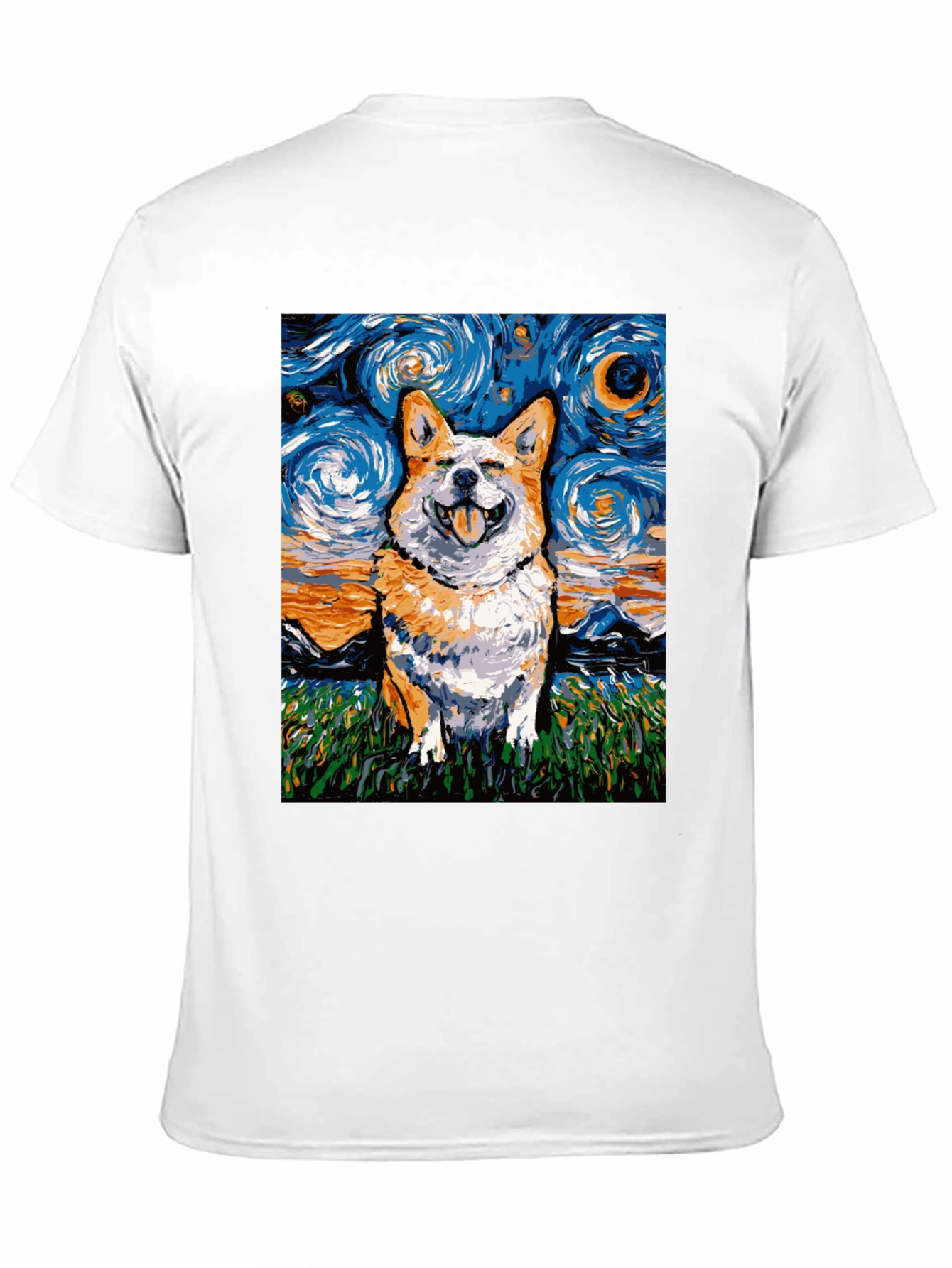 Black Starry Night Corgi T-Shirt - Artistic Dog Lover Tee view 11