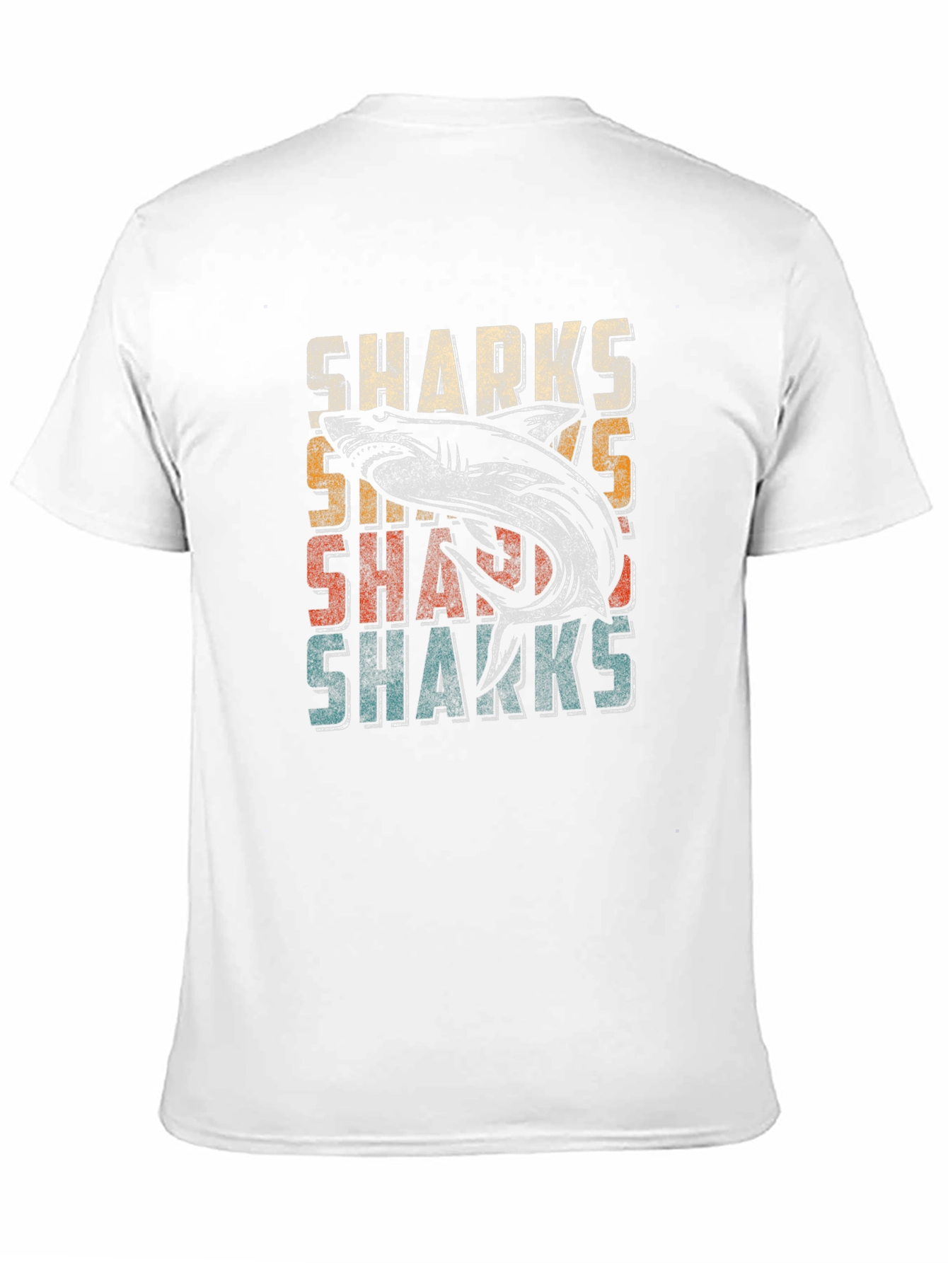 Black Vintage Sharks Graphic Men's T-Shirt - Black view 11