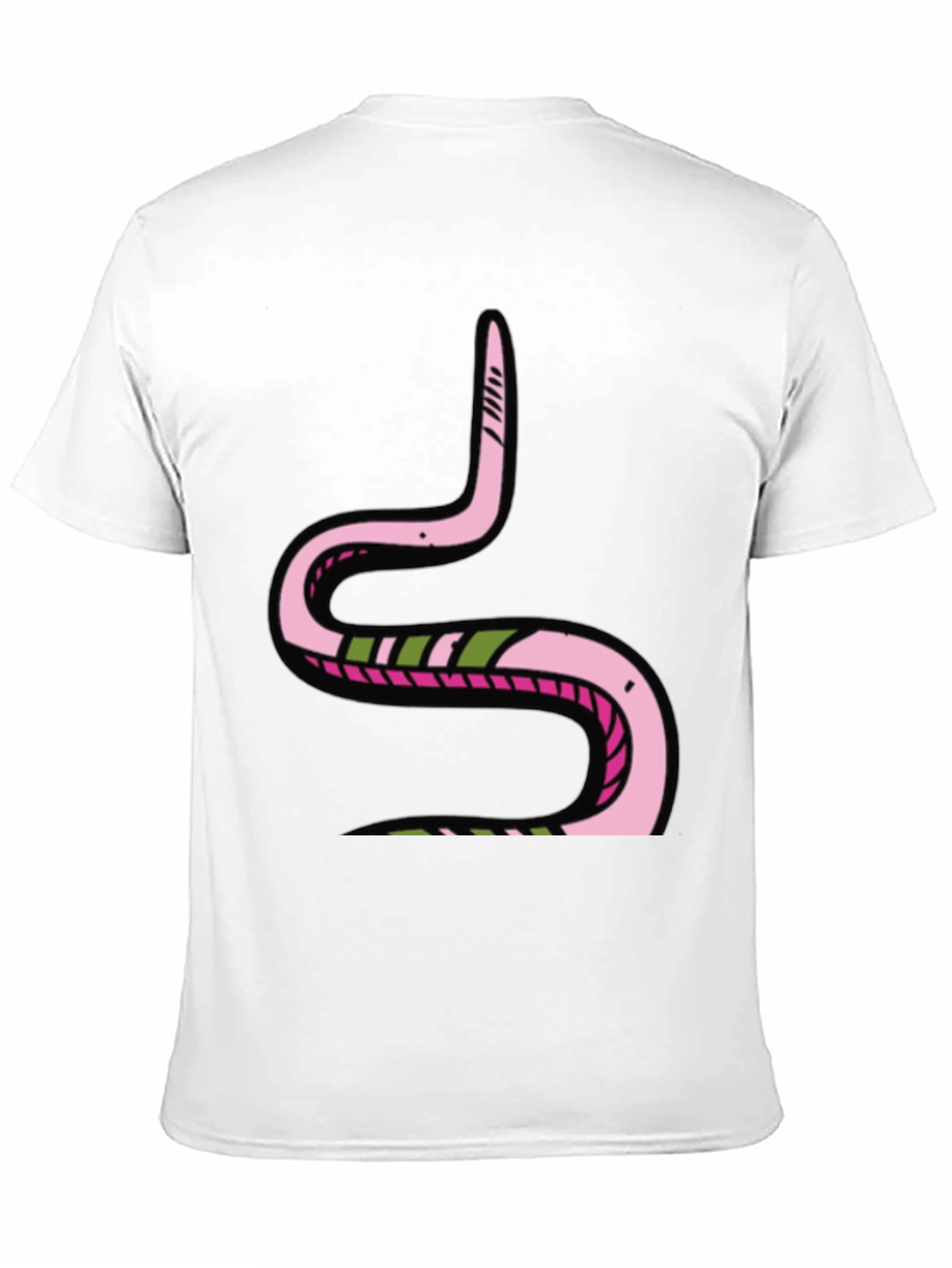 Black Pink Snake Graphic Black Tee - Fun Cartoon Style view 11