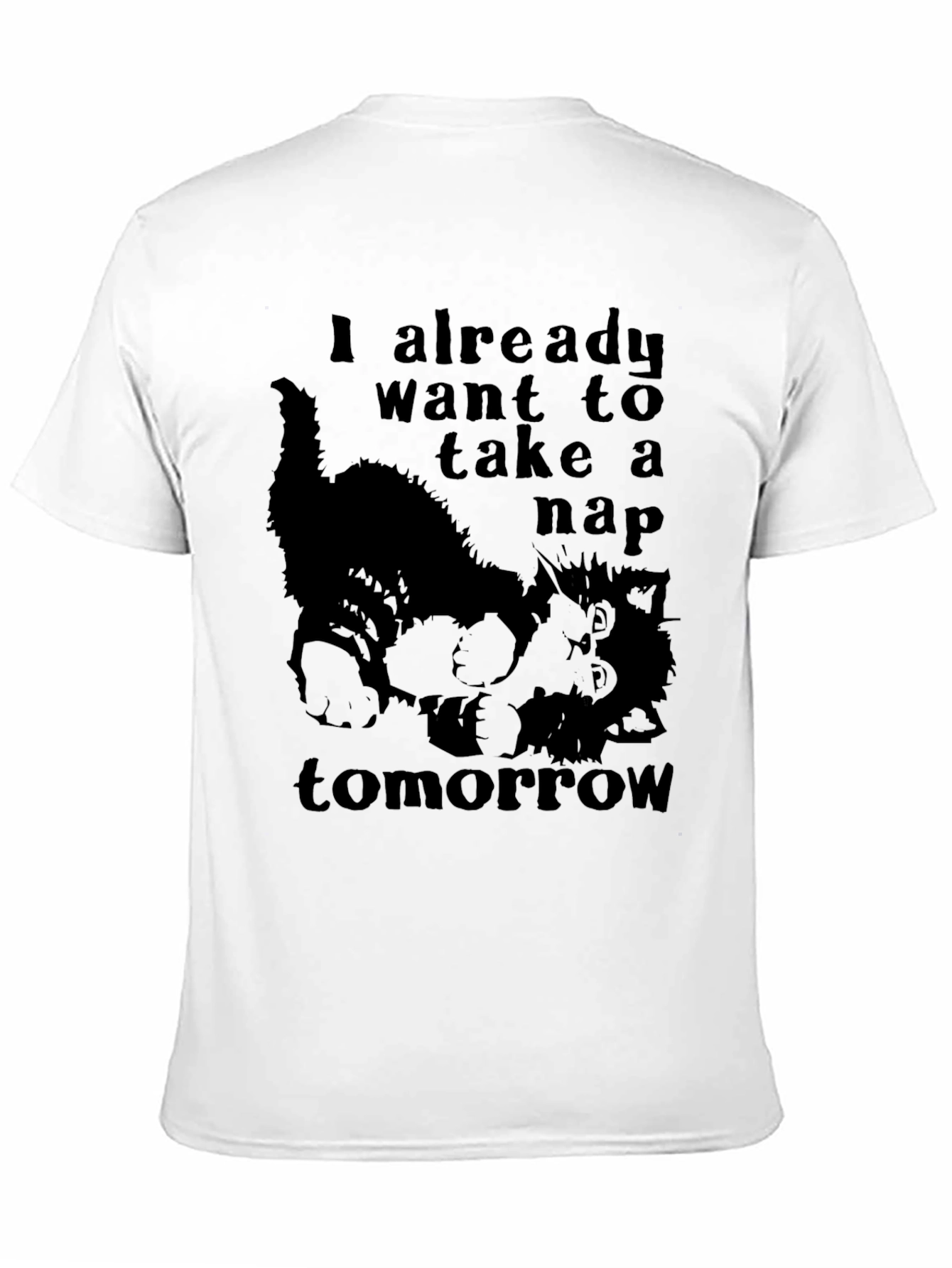 Black Funny Cat Nap T-Shirt - I Already Want to Take a Nap Tomorrow Tee view 11
