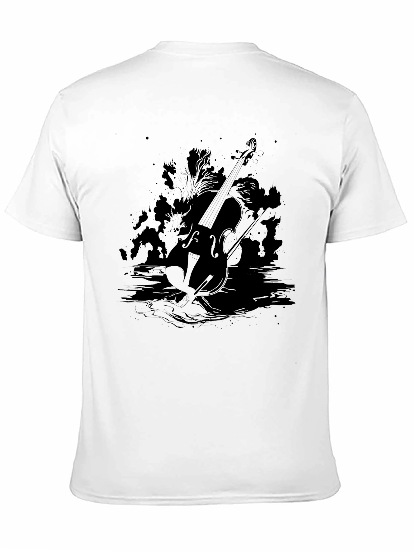 Black Violin Silhouette Graphic T-Shirt - Black view 11