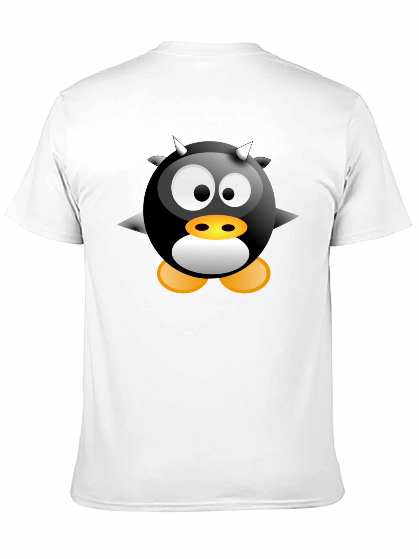 Black Cartoon Devil Penguin Graphic Tee - Black T-Shirt view 11