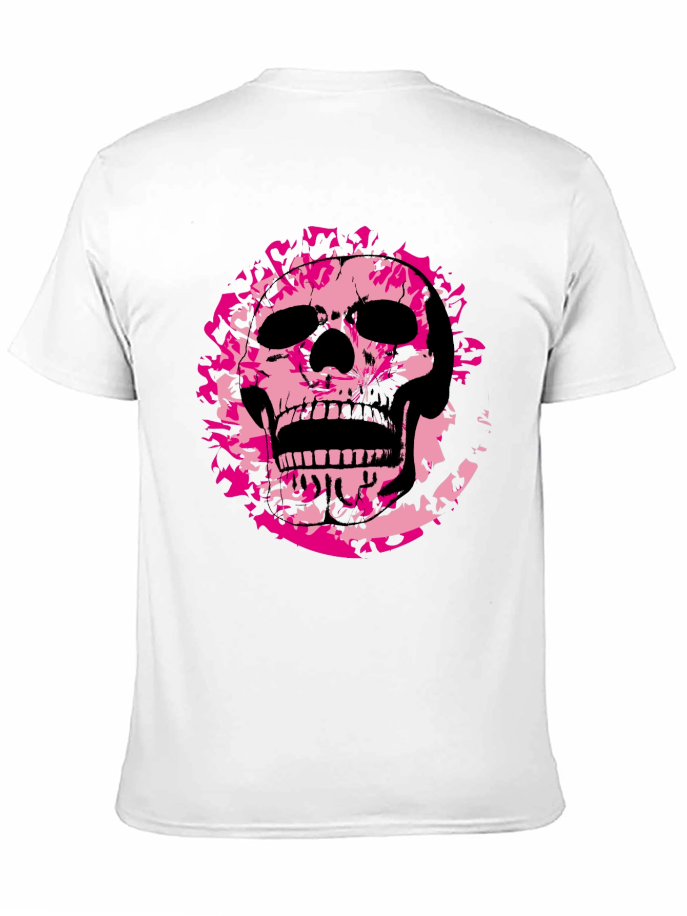 Black Edgy Pink Skull Graphic Black T-Shirt view 11