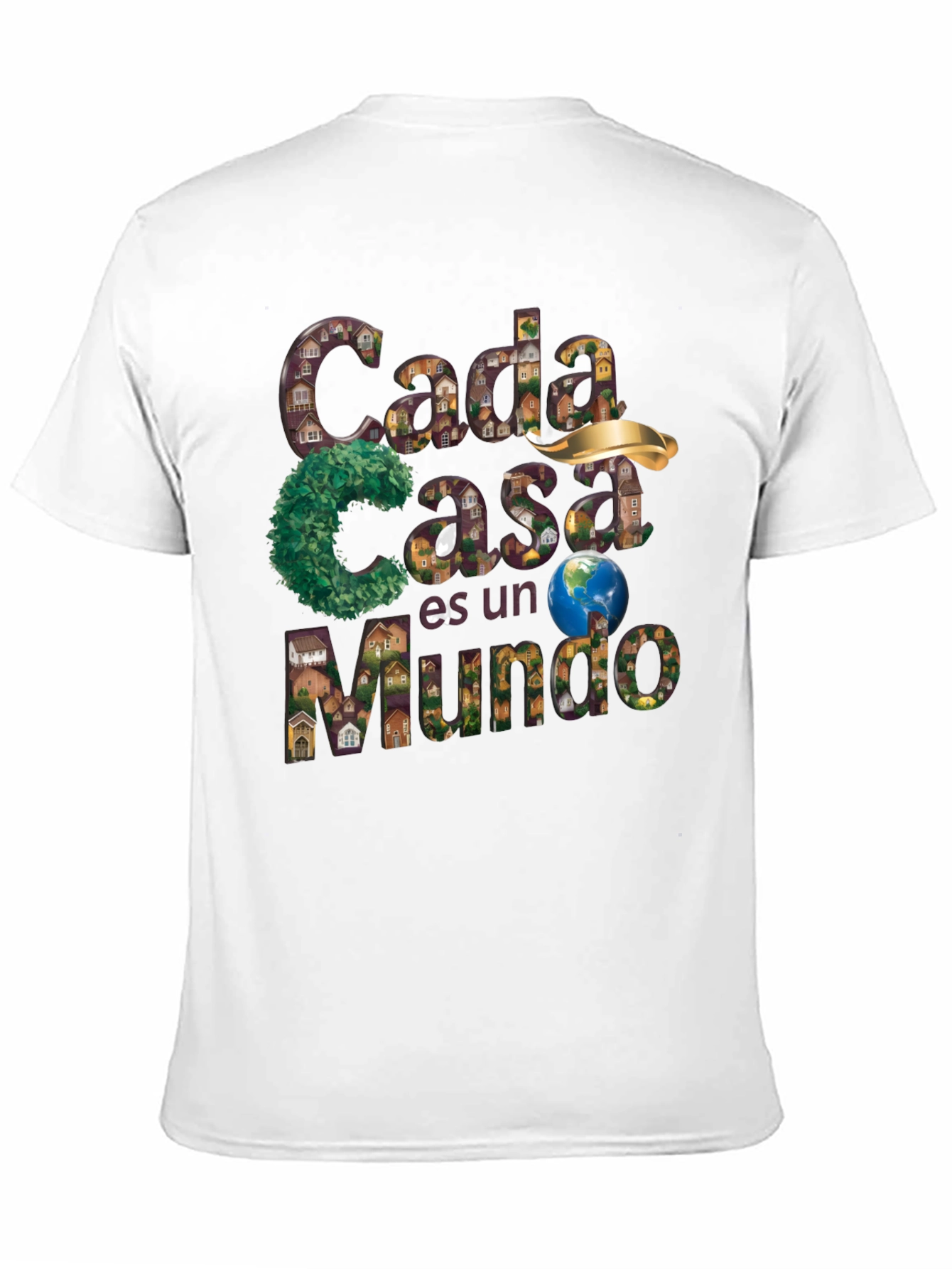 Black Unique Graphic T-Shirt - "Cada Casa es un Mundo" Design view 11