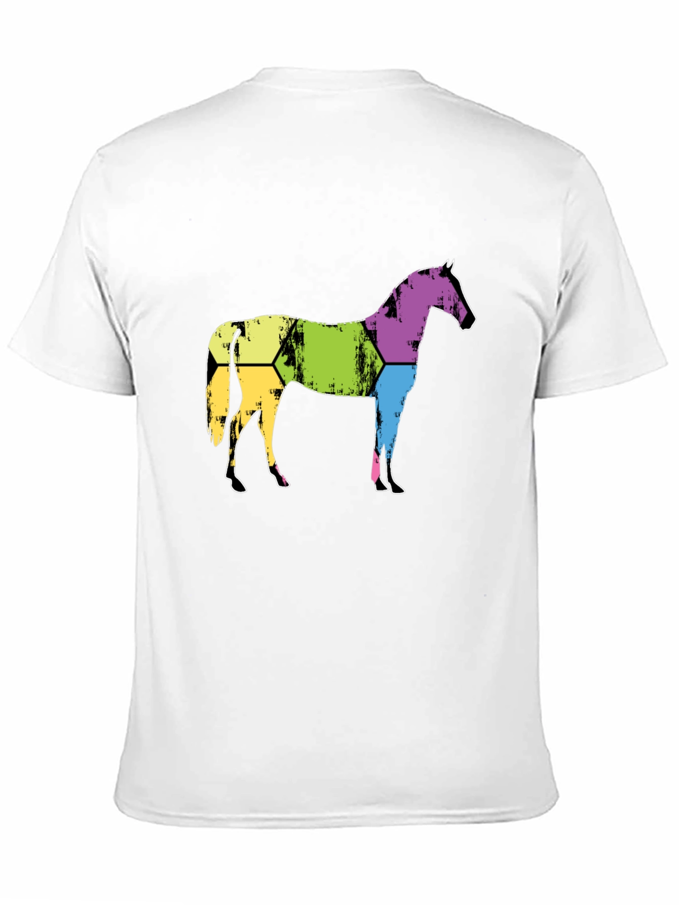 Black Abstract Horse Graphic Tee - Men's Black T-Shirt view 11